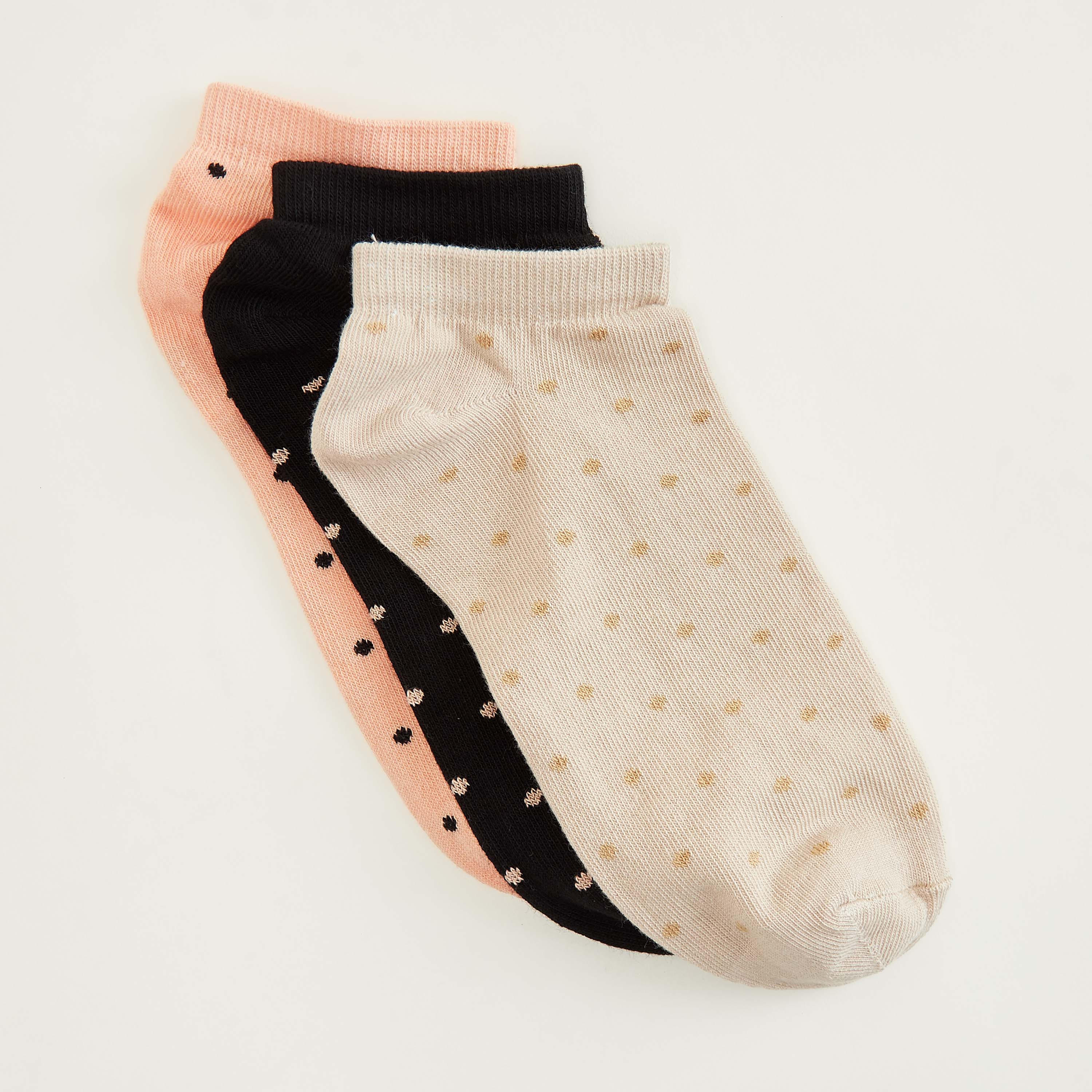 جوارب منقطة بطول الكاحل - طقم من 3 أزواج-women-socksandstockings-image-2