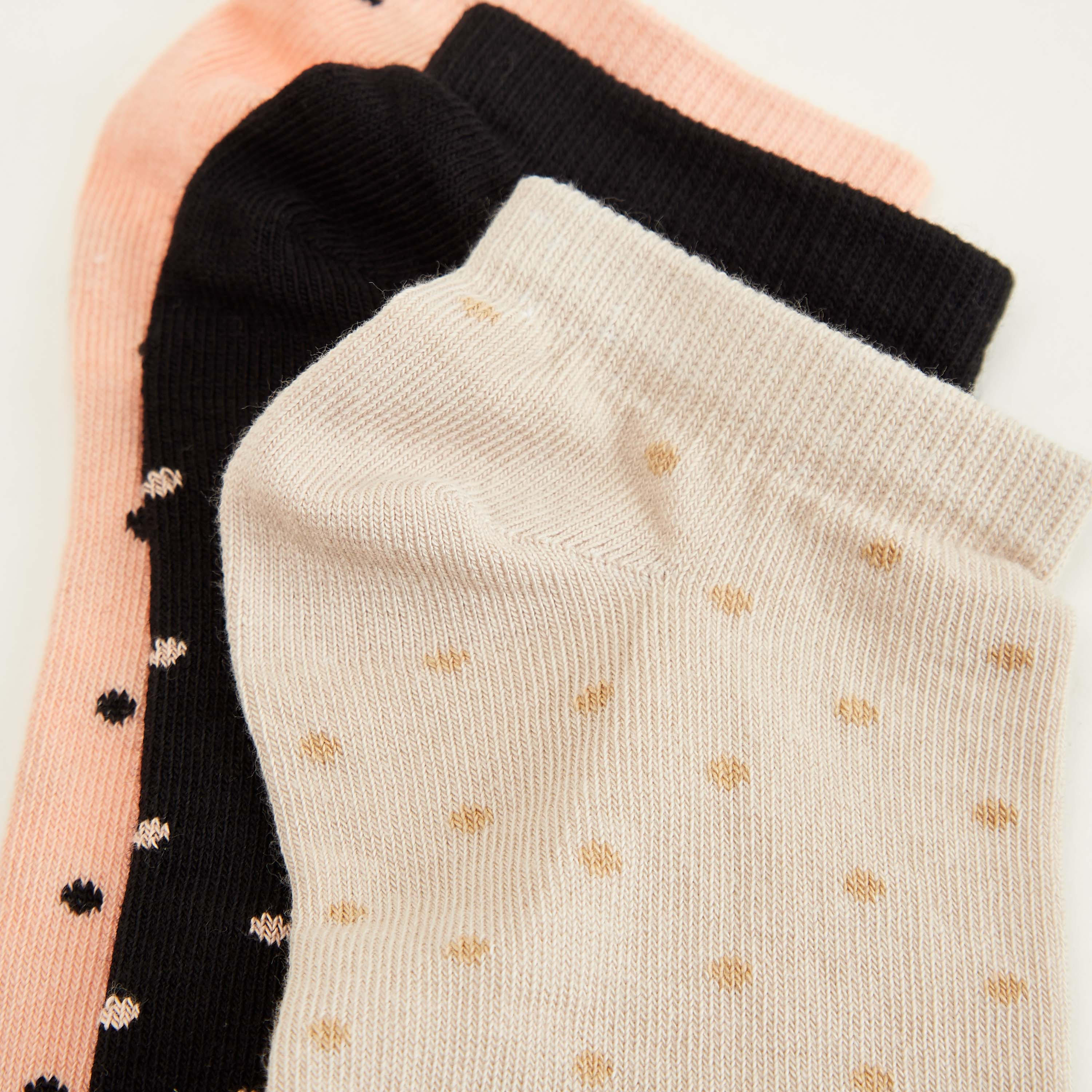 جوارب منقطة بطول الكاحل - طقم من 3 أزواج-women-socksandstockings-image-3