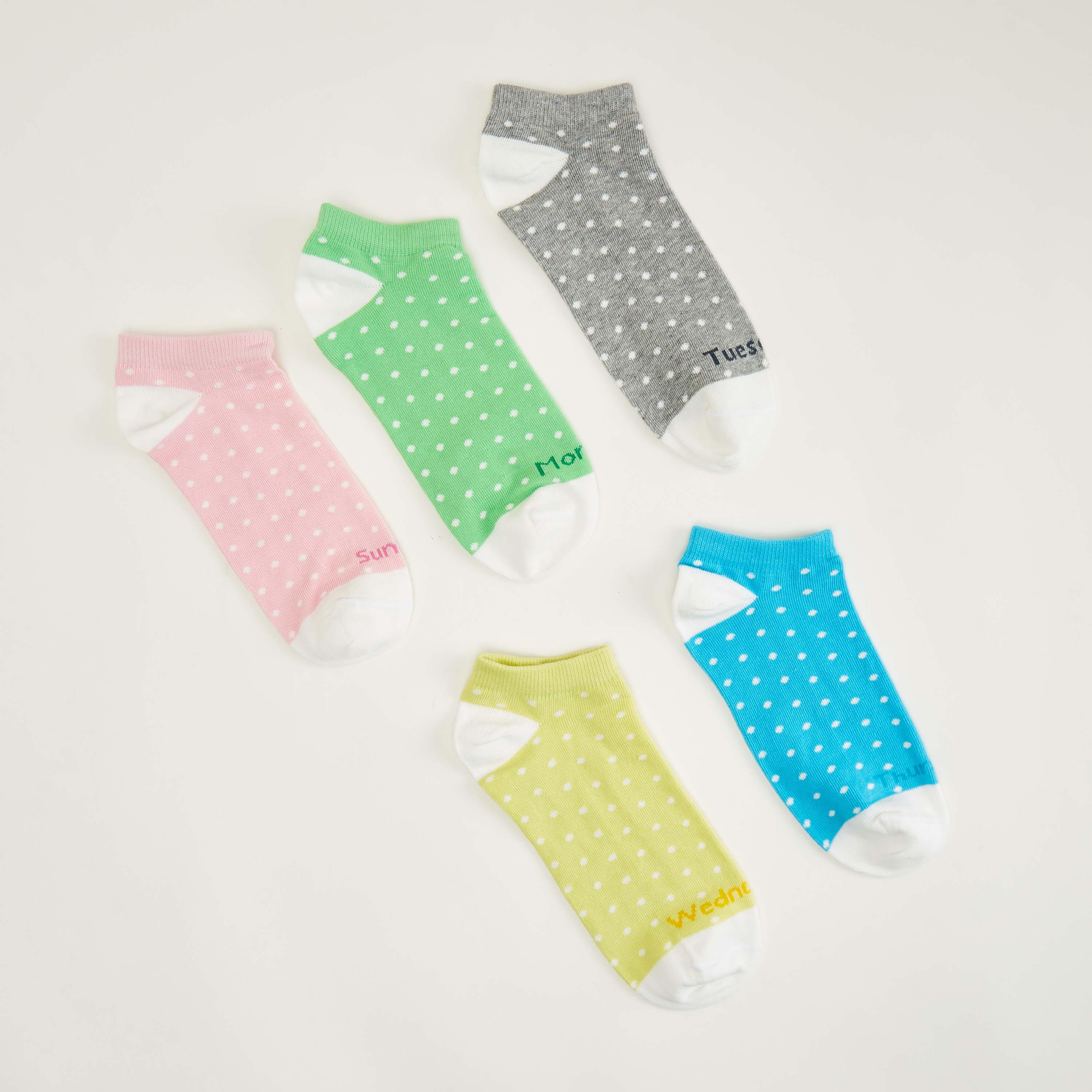 جوارب منقطة بطول الكاحل - طقم من 5 أزواج-women-socksandstockings-image-1
