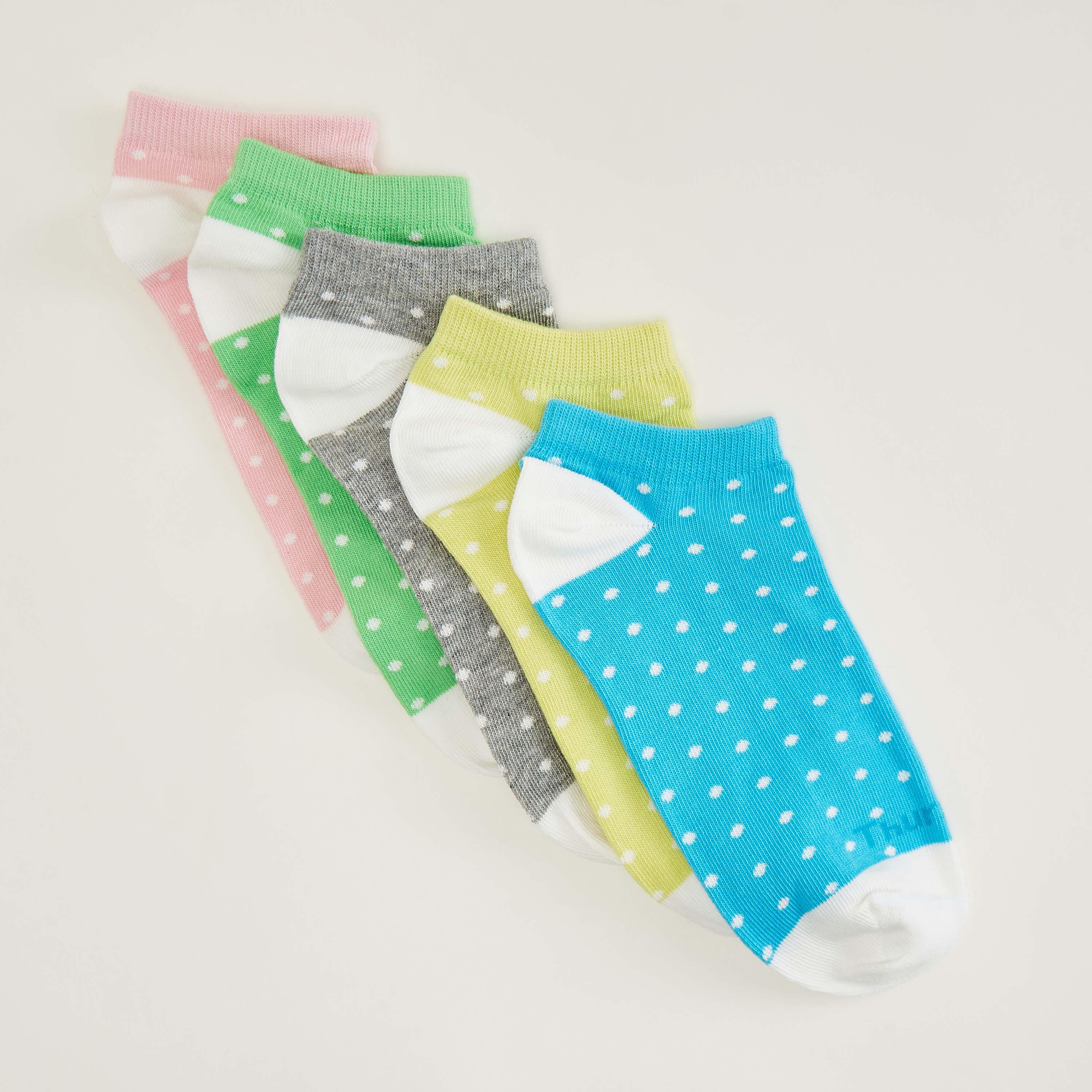 جوارب منقطة بطول الكاحل - طقم من 5 أزواج-women-socksandstockings-image-2