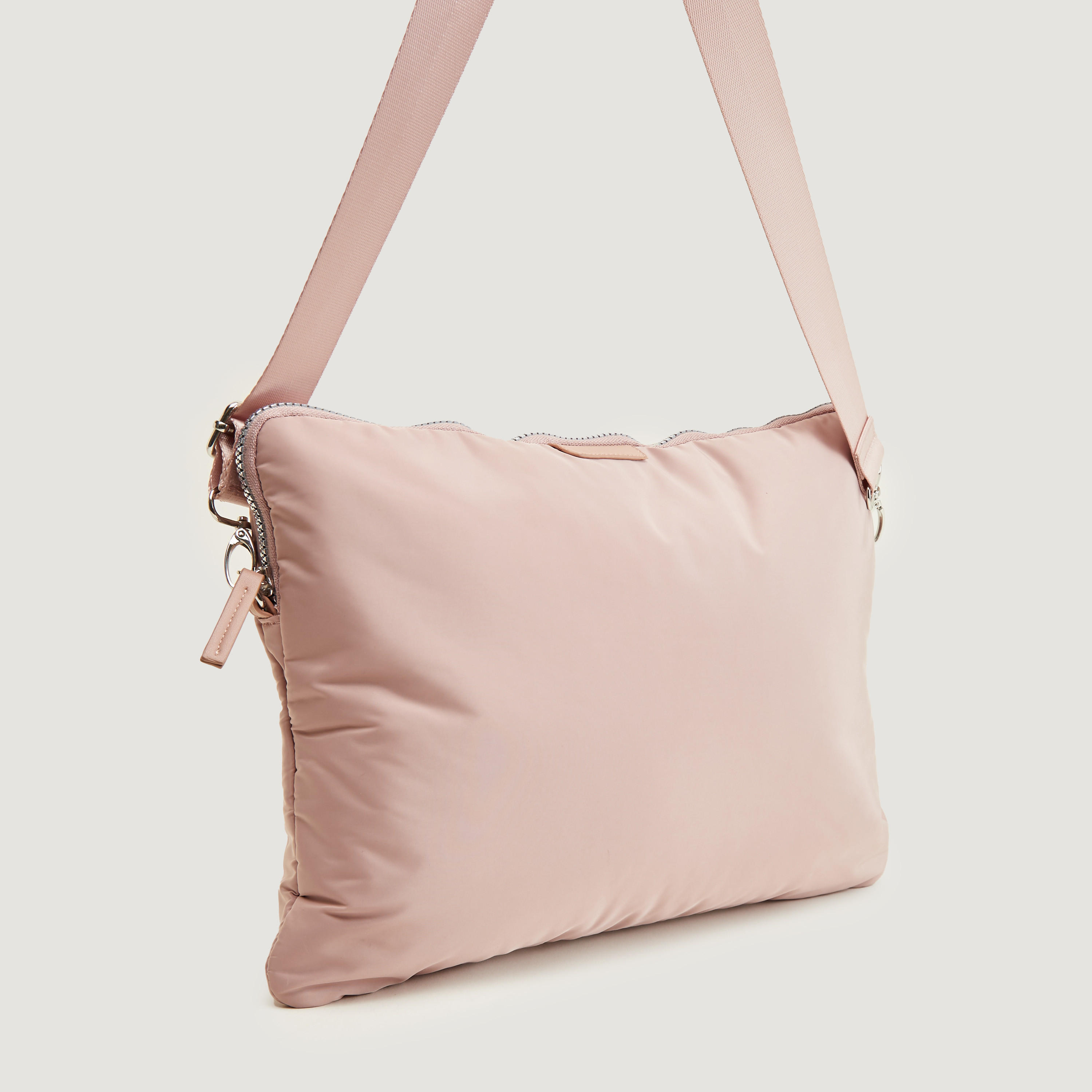 Solid Shoulder Bag with Zipper Closure and Adjustable Strap-women-bagsandwallets-handbags-image-3