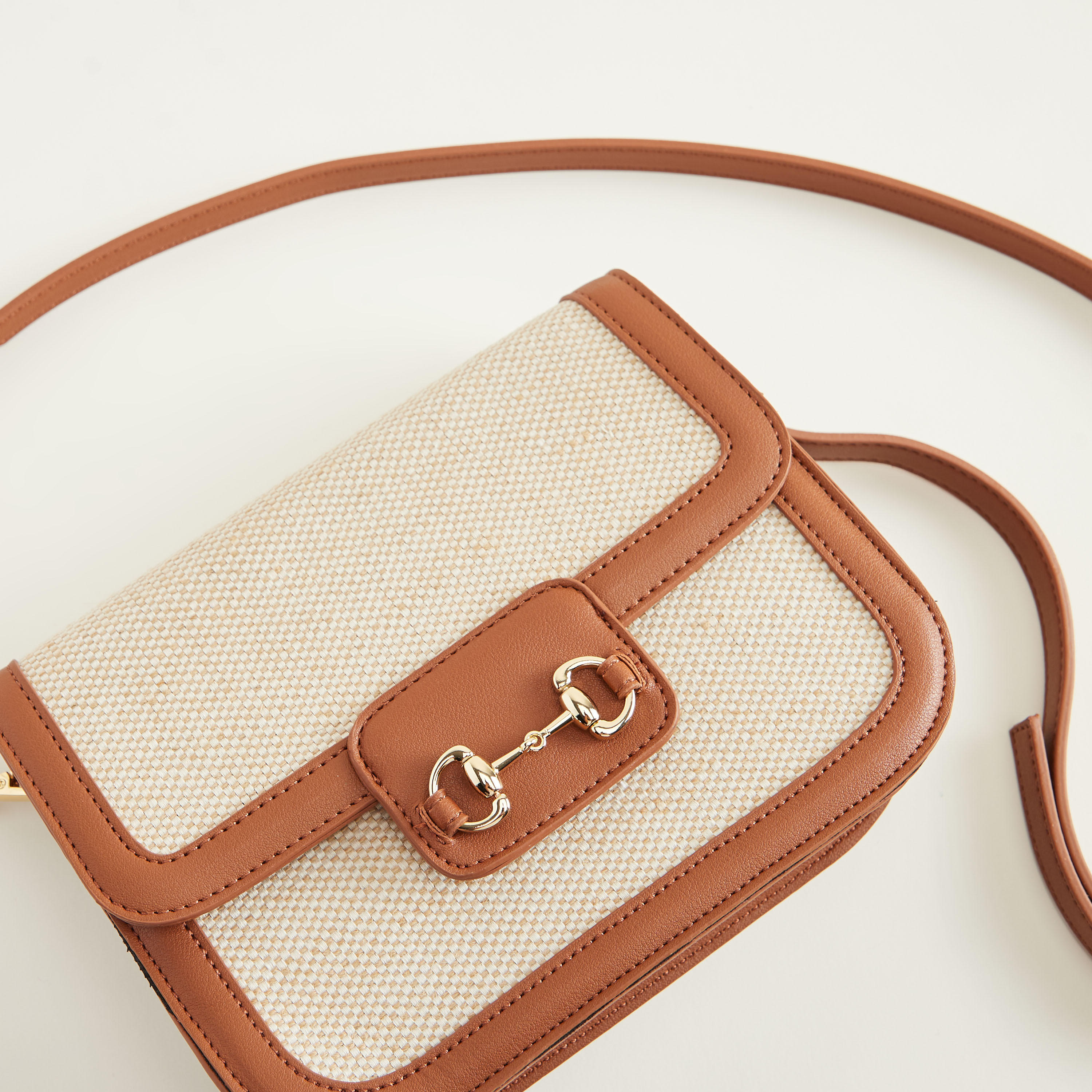 Textured Crossbody Bag with Magnetic Snap Closure and Adjustable Strap-women-bagsandwallets-handbags-image-4