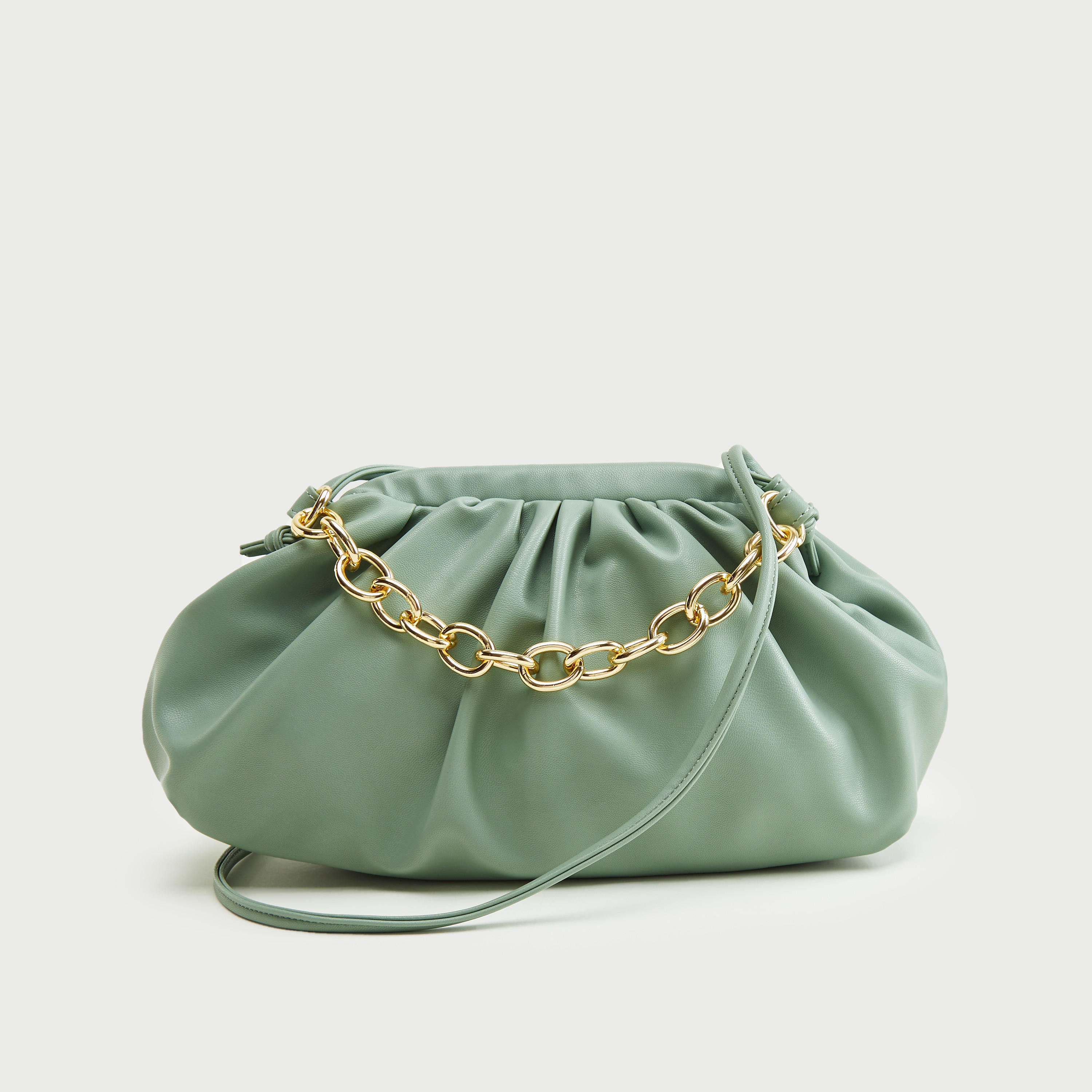 Solid Clutch with Link Chain Handle and Strap-women-bagsandwallets-handbags-image-1
