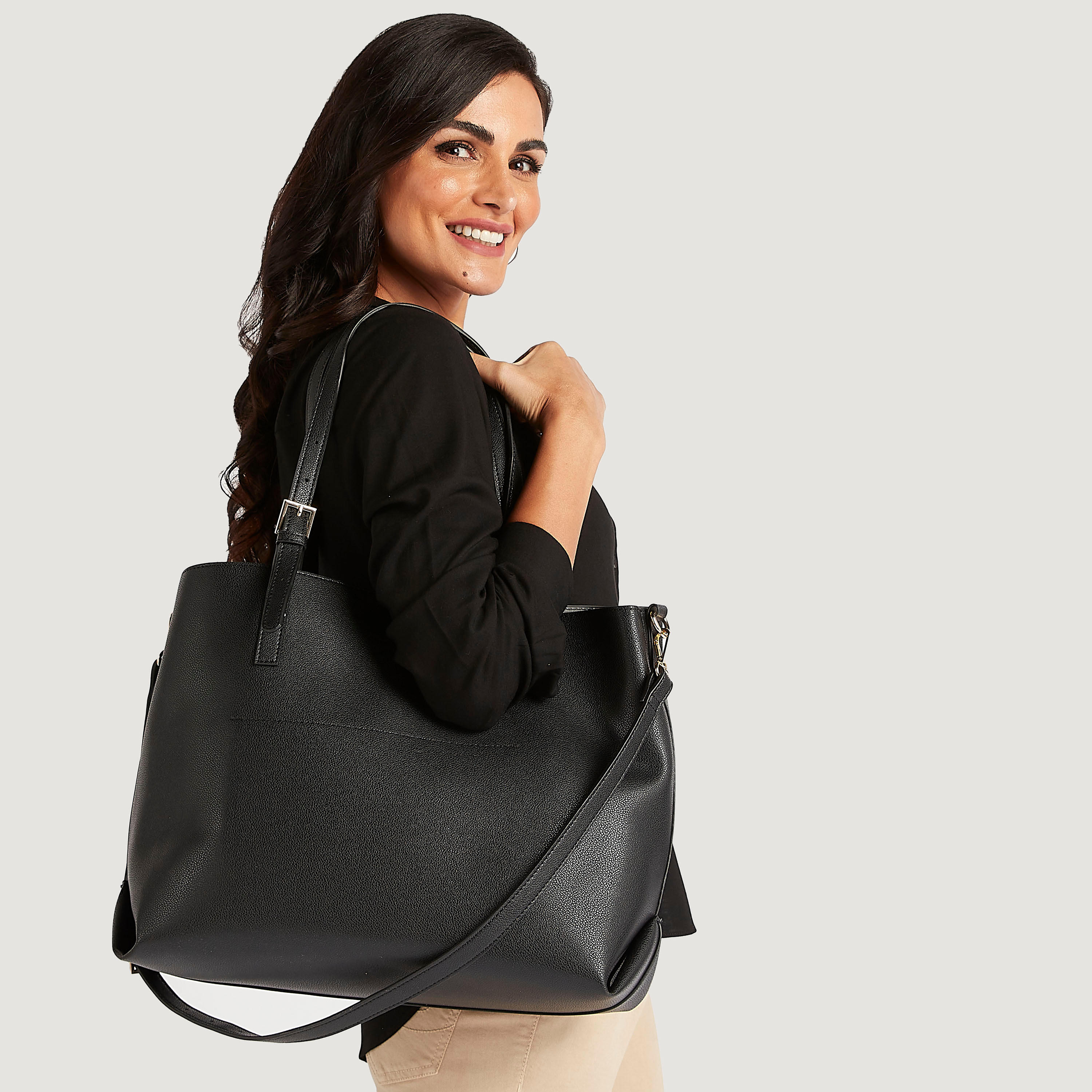شنطة توتي بارزة الملمس بمقابض مزدوجة وحزام قابل للفصل-women-bagsandwallets-handbags-image-2