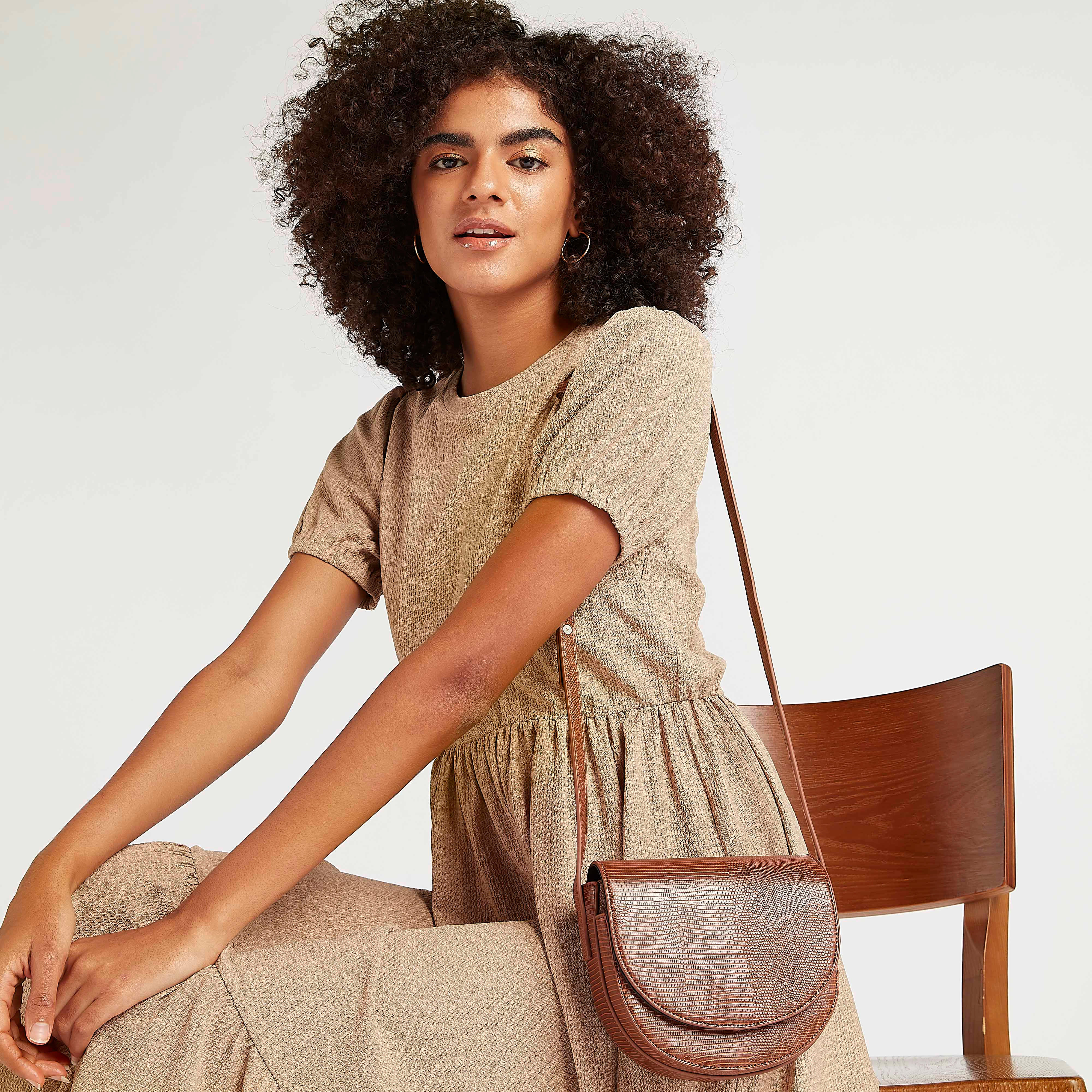 Textured Satchel Bag with Adjustable Strap and Magnetic Snap Closure-women-bagsandwallets-handbags-image-2