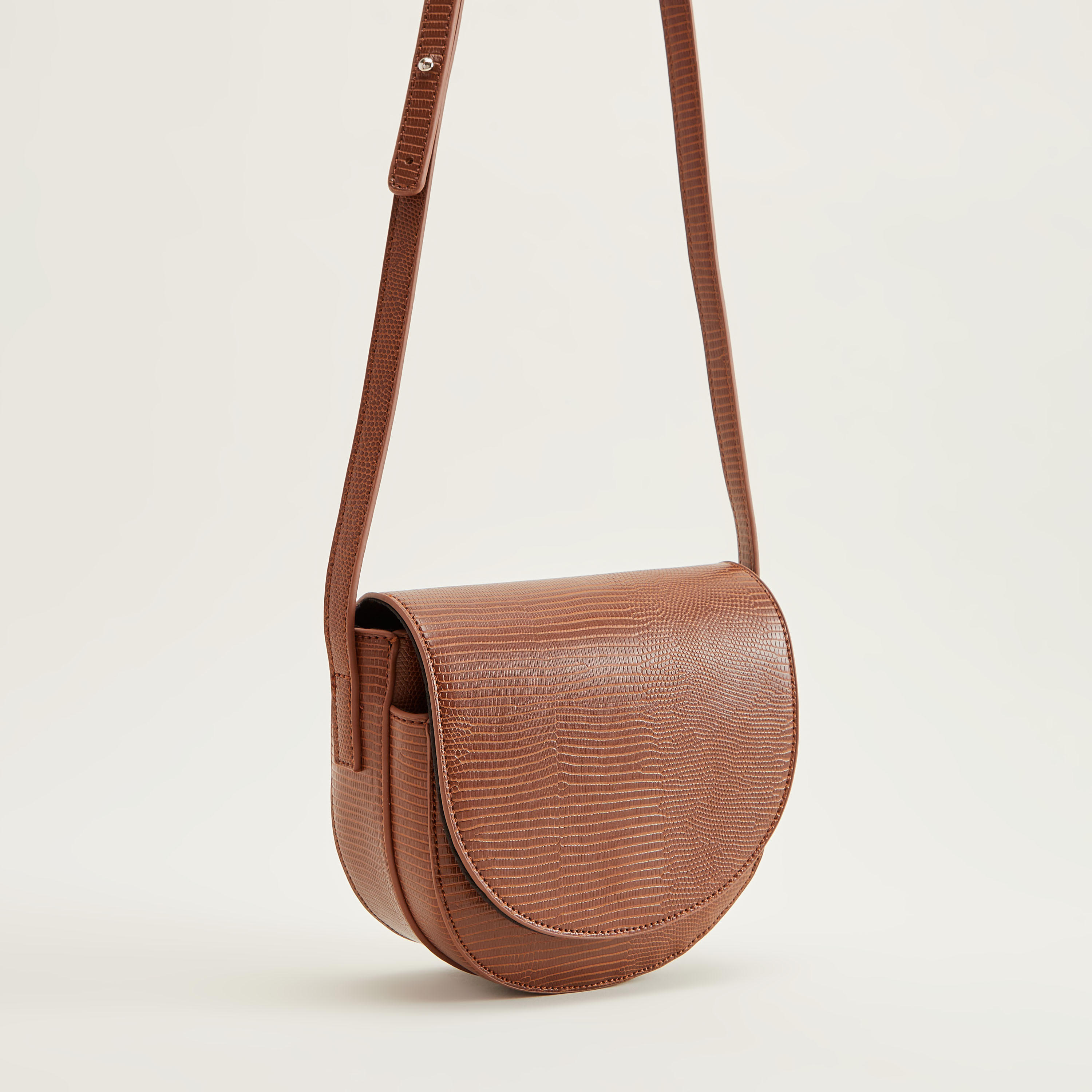 Textured Satchel Bag with Adjustable Strap and Magnetic Snap Closure-women-bagsandwallets-handbags-image-3