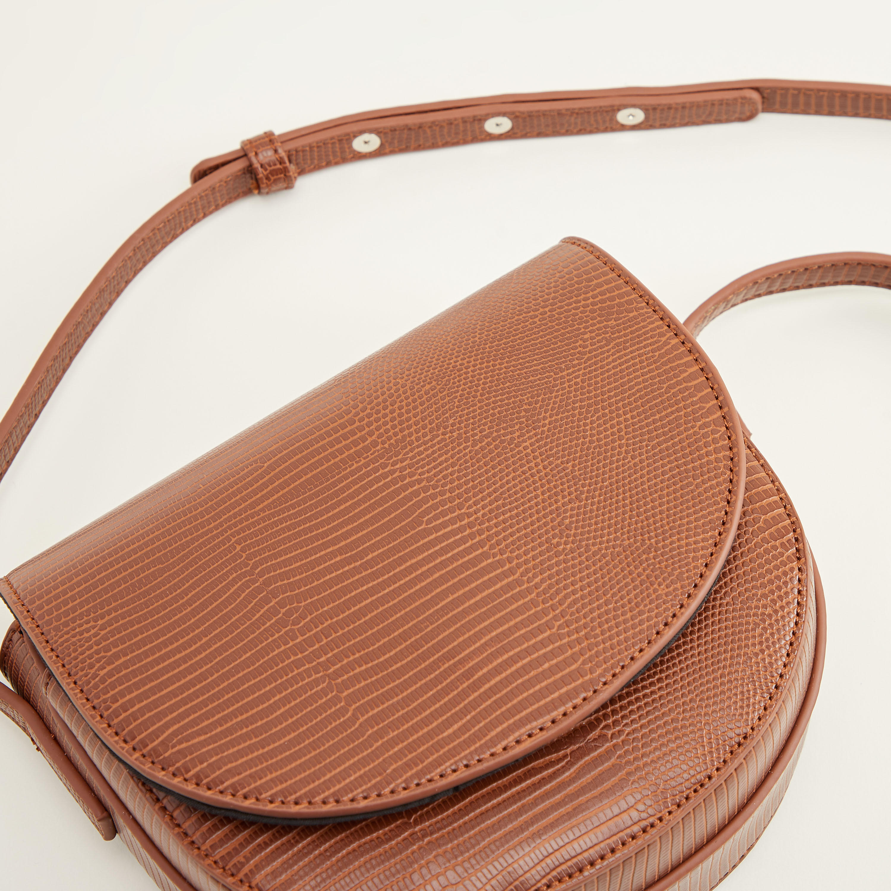Textured Satchel Bag with Adjustable Strap and Magnetic Snap Closure-women-bagsandwallets-handbags-image-4