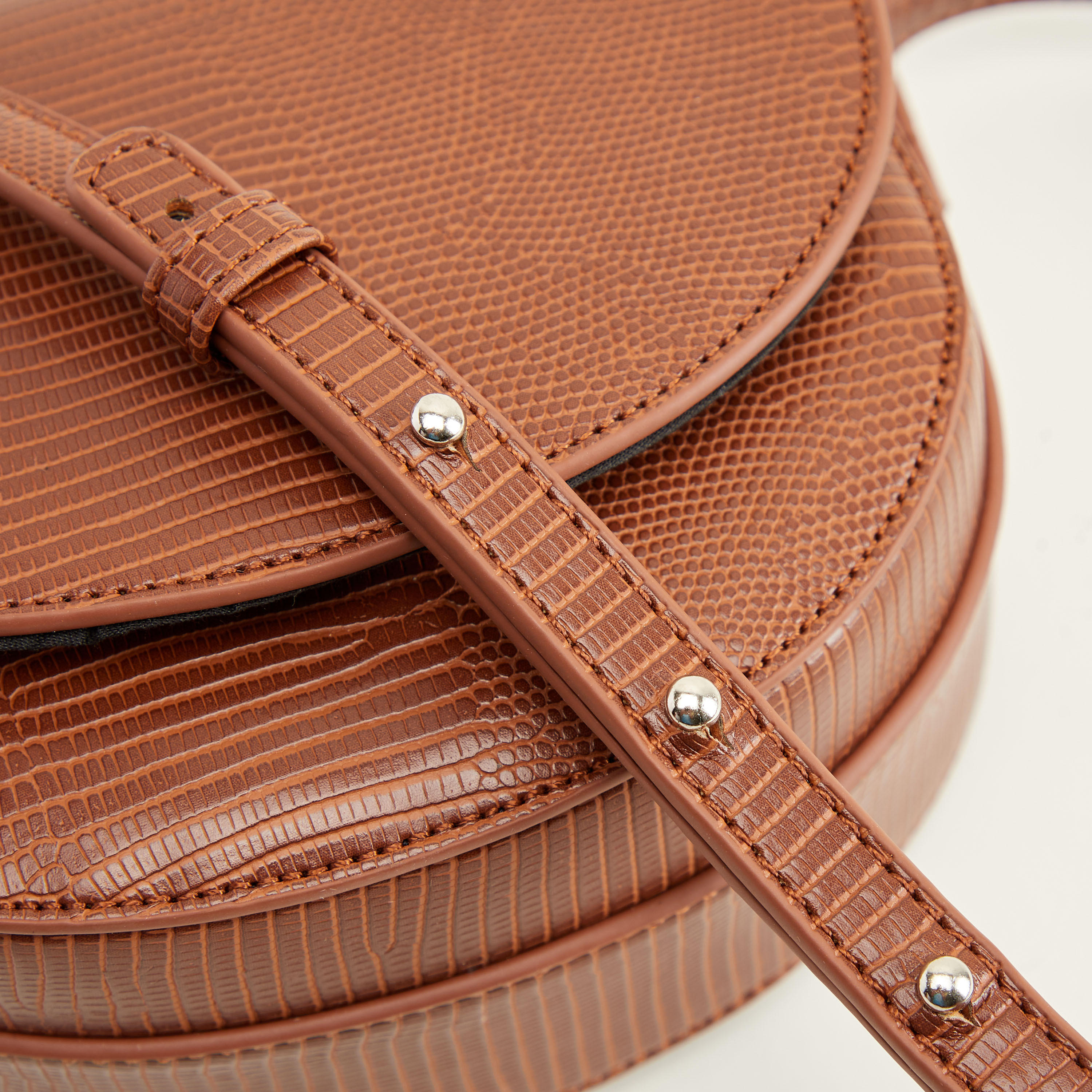 Textured Satchel Bag with Adjustable Strap and Magnetic Snap Closure-women-bagsandwallets-handbags-image-5