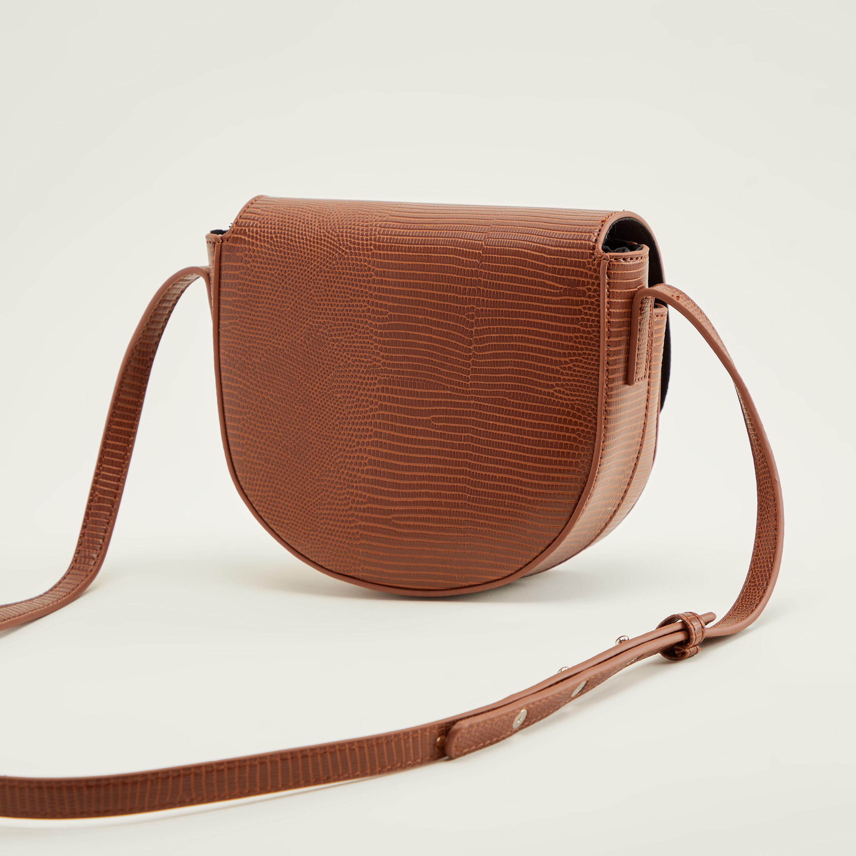 Textured Satchel Bag with Adjustable Strap and Magnetic Snap Closure-women-bagsandwallets-handbags-image-6