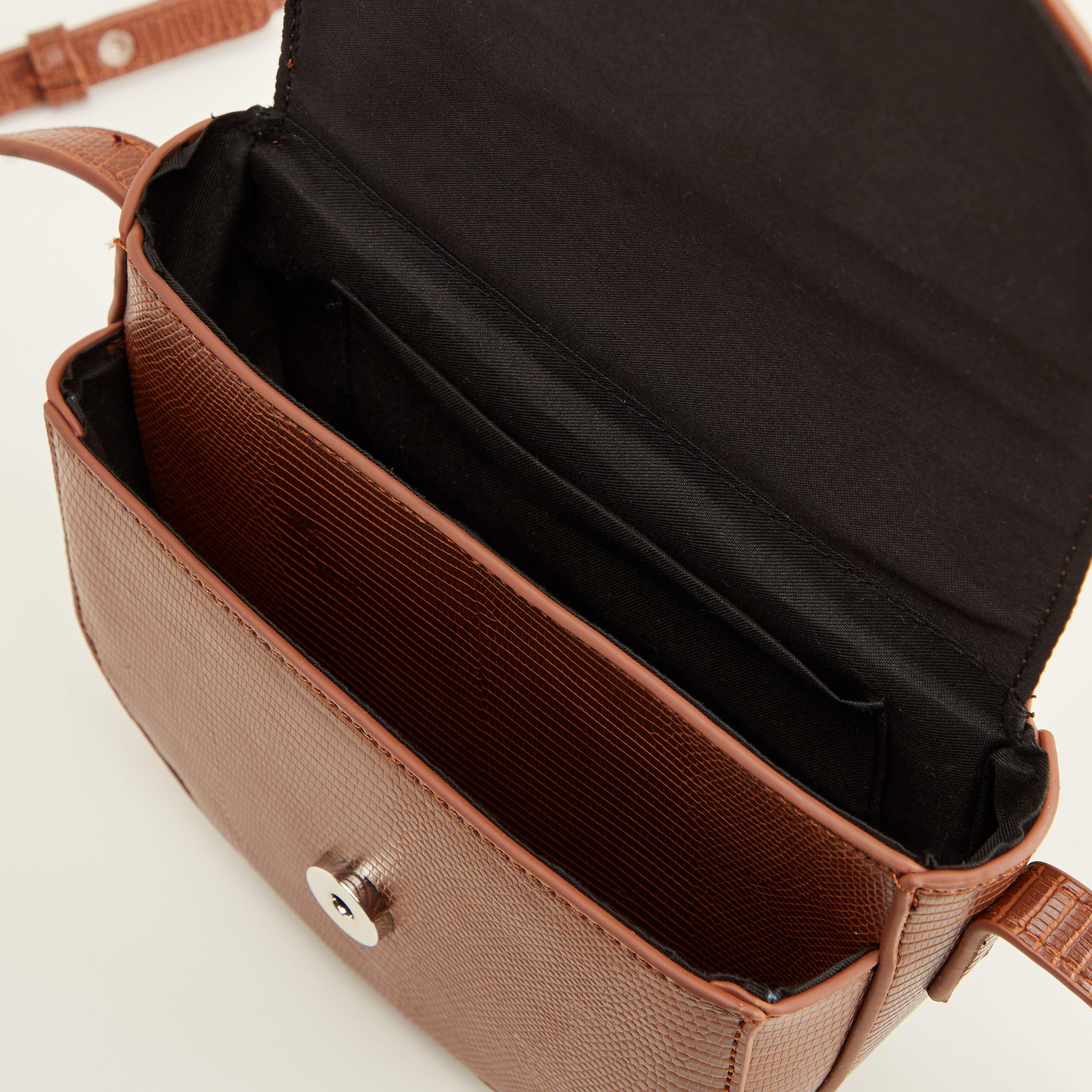 Textured Satchel Bag with Adjustable Strap and Magnetic Snap Closure-women-bagsandwallets-handbags-image-7