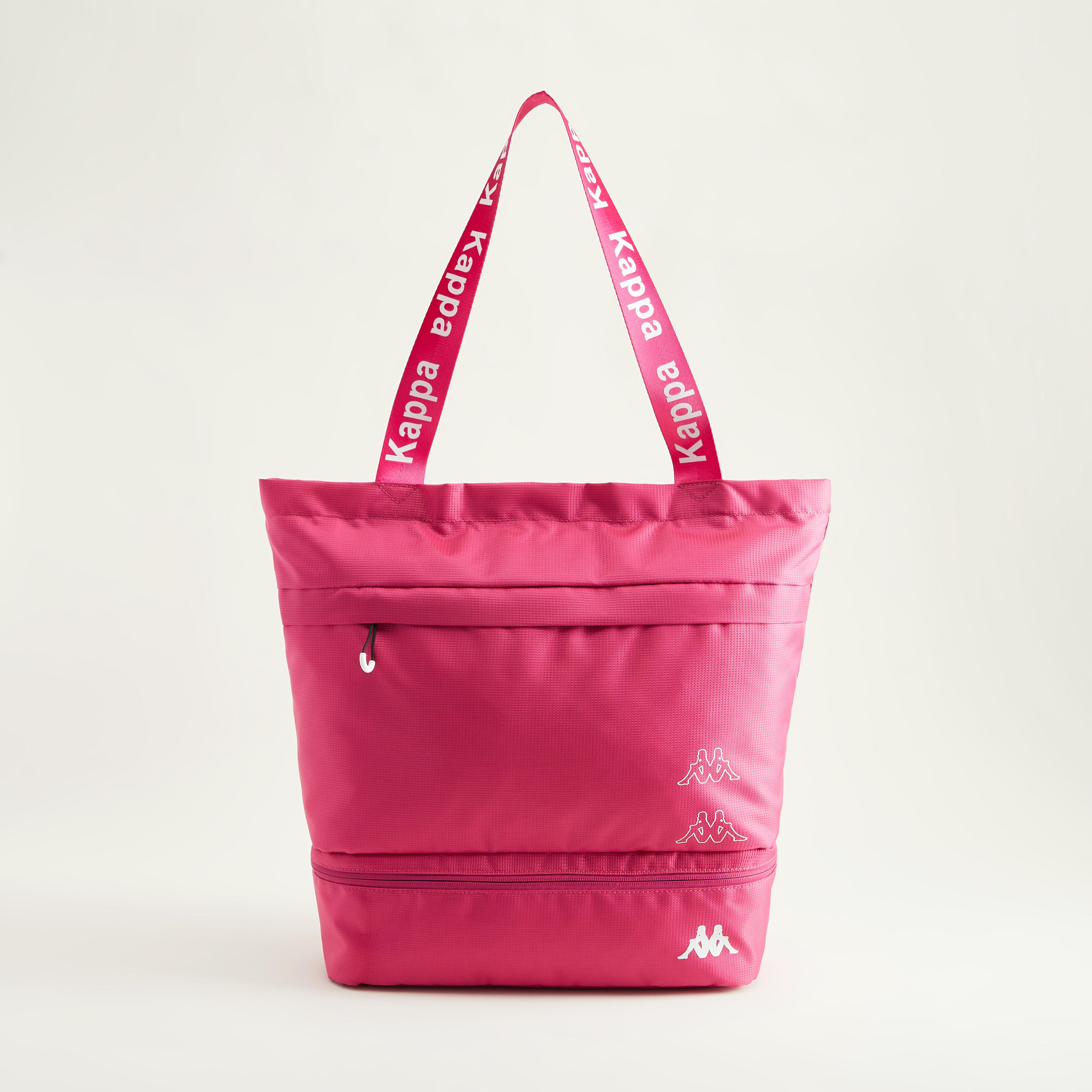 Kappa Solid Tote Bag with Double Handles and Zipper Closure-women-bagsandwallets-handbags-image-1