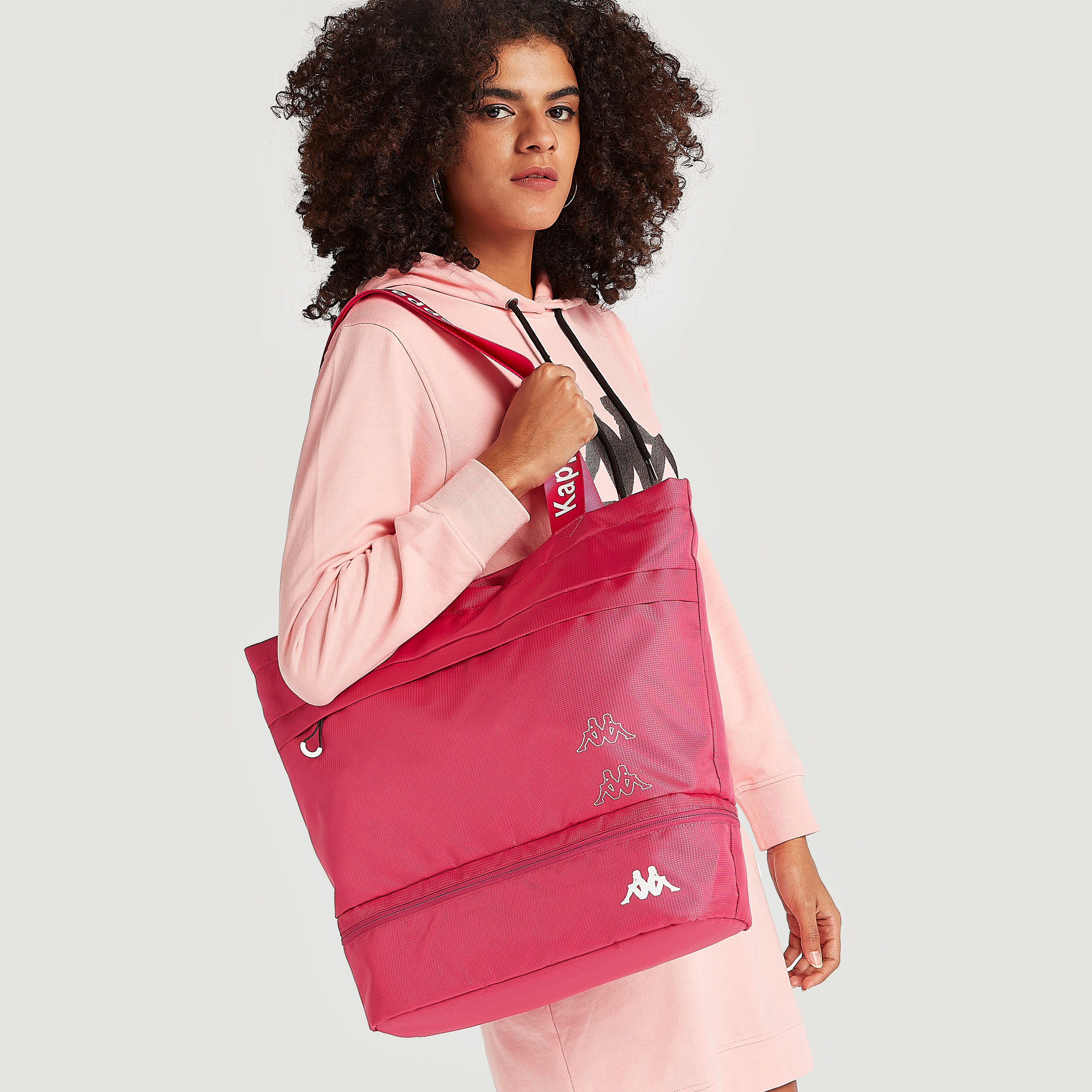 Kappa Solid Tote Bag with Double Handles and Zipper Closure-women-bagsandwallets-handbags-image-2