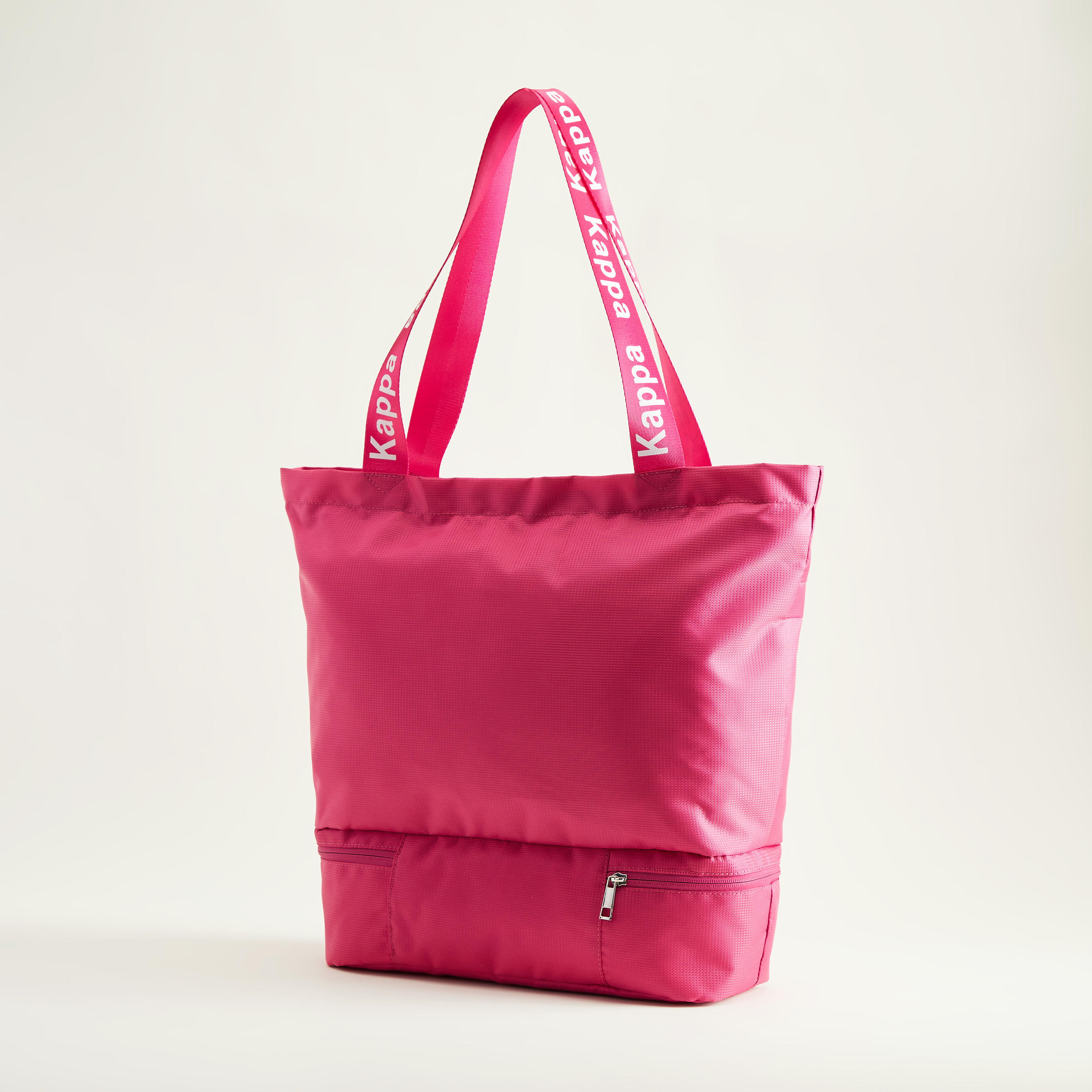 Kappa Solid Tote Bag with Double Handles and Zipper Closure-women-bagsandwallets-handbags-image-3