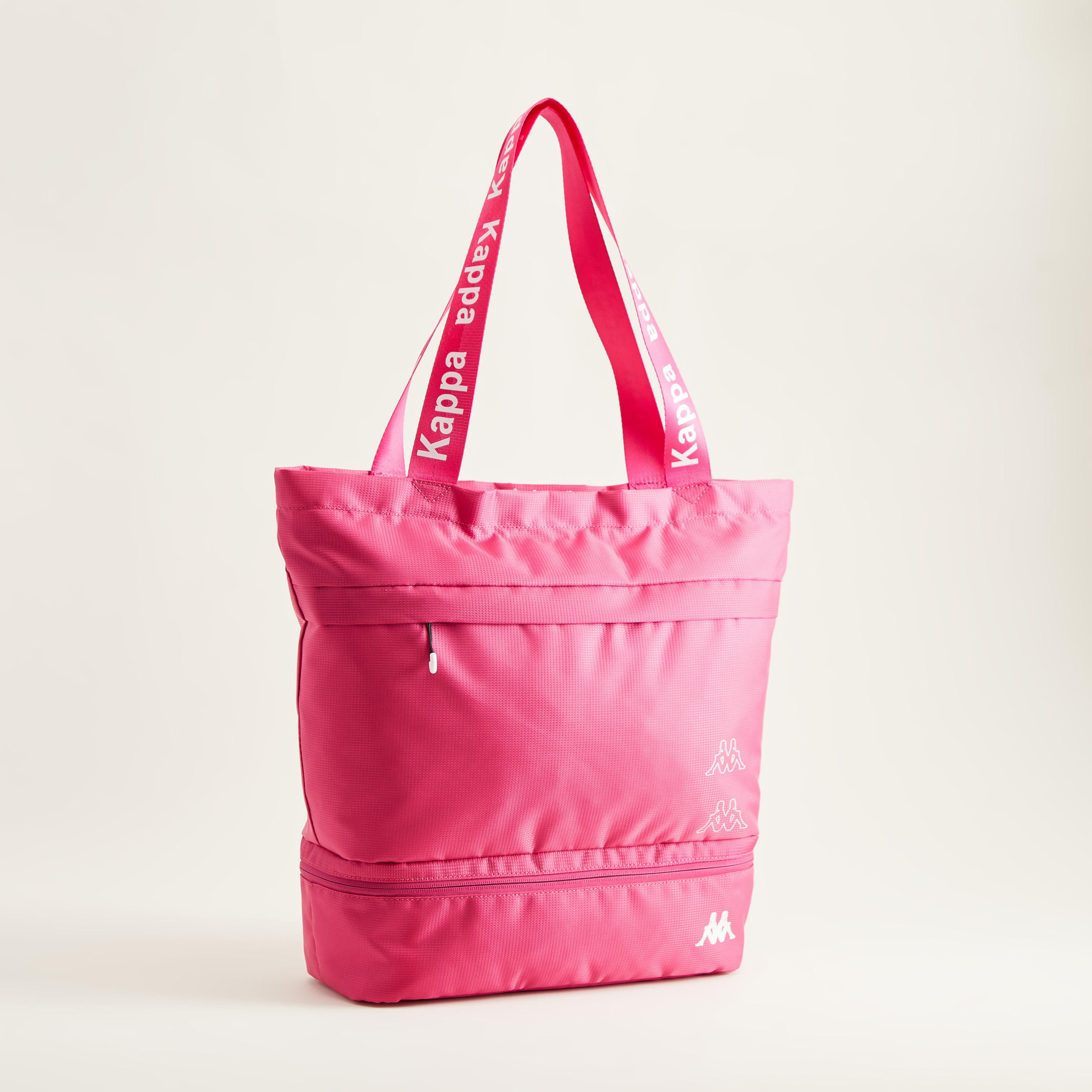 Kappa Solid Tote Bag with Double Handles and Zipper Closure-women-bagsandwallets-handbags-image-4