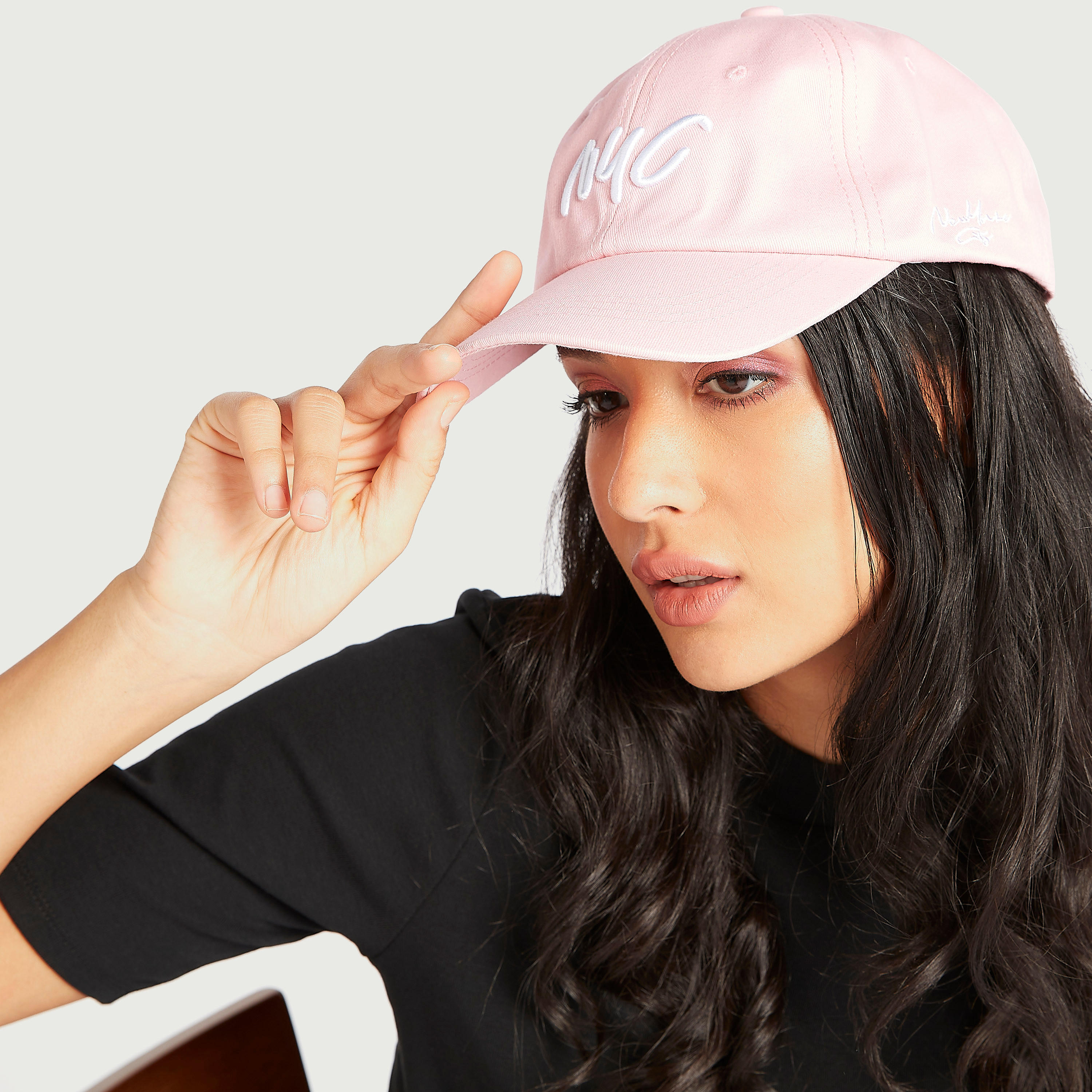 Embroidered Cap with Plate Buckle Strap Back-women-clothingaccessories-capsandhats-image-2