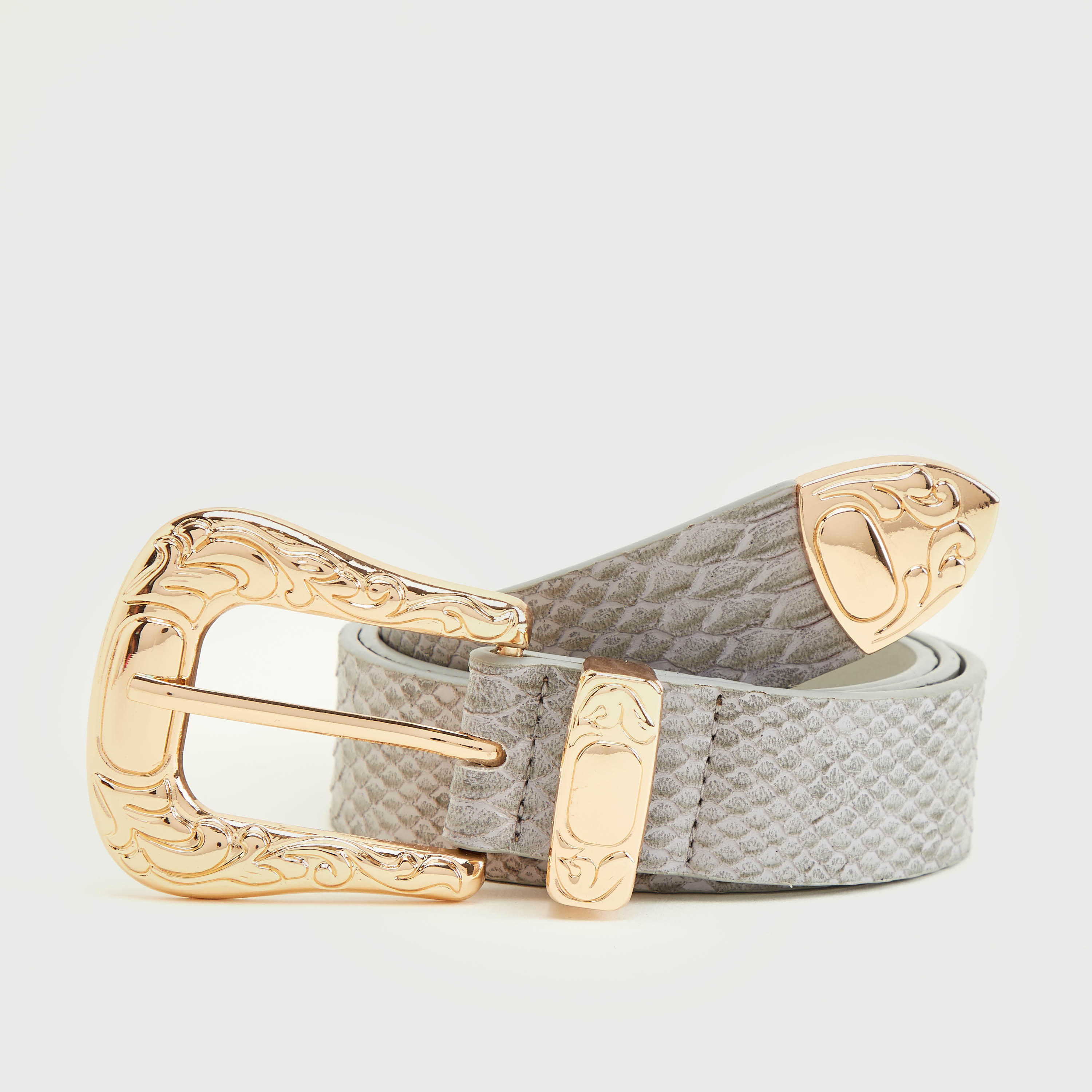 حزام بتصميم جلد حيوان بارز الملمس وإبزيم بدبوس-women-clothingaccessories-belts-image-1