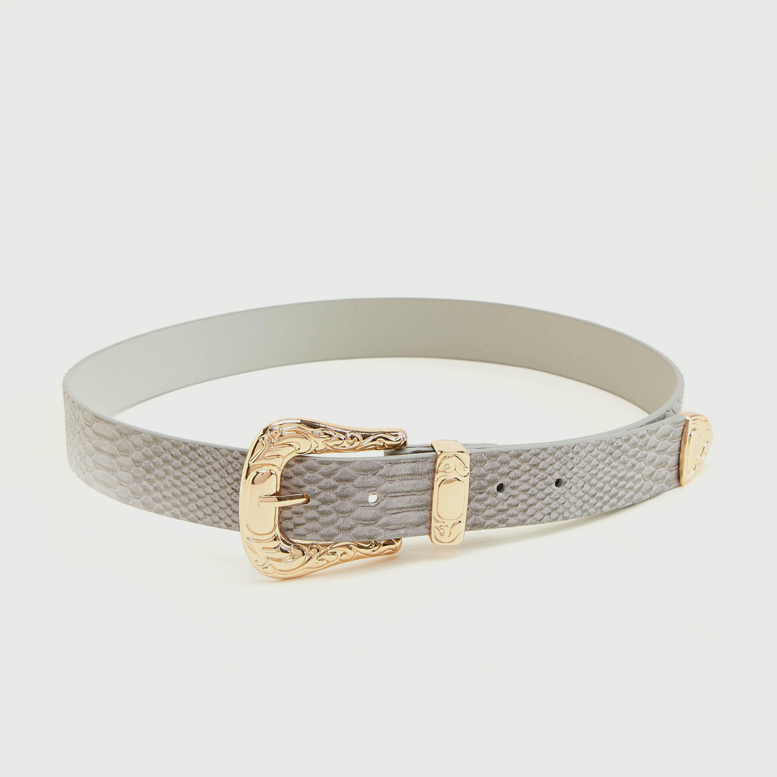 حزام بتصميم جلد حيوان بارز الملمس وإبزيم بدبوس-women-clothingaccessories-belts-image-3