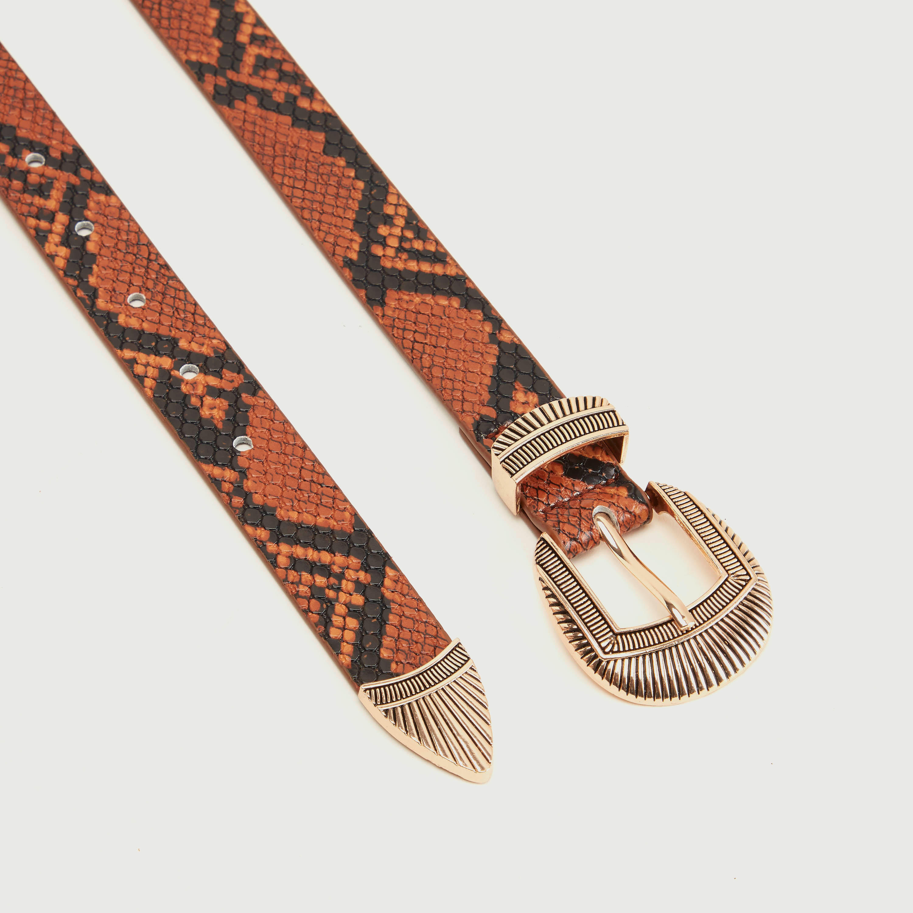 حزام بتصميم جلد حيوان بارز الملمس وإبزيم بدبوس-women-clothingaccessories-belts-image-2