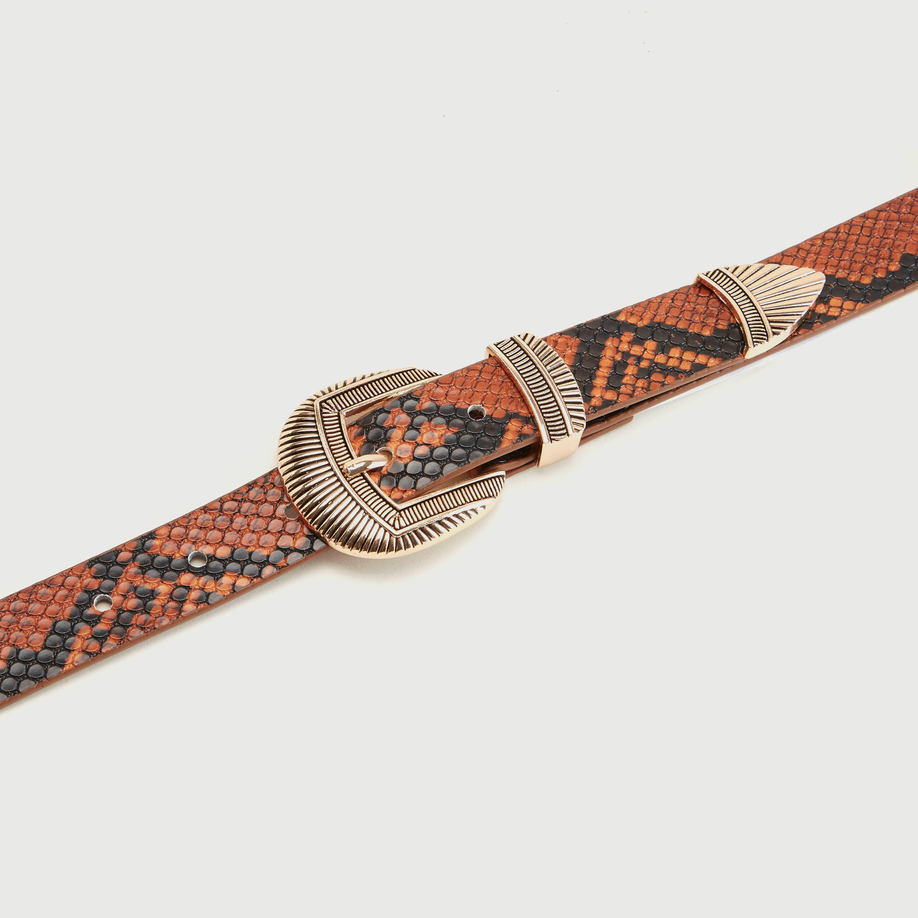حزام بتصميم جلد حيوان بارز الملمس وإبزيم بدبوس-women-clothingaccessories-belts-image-1