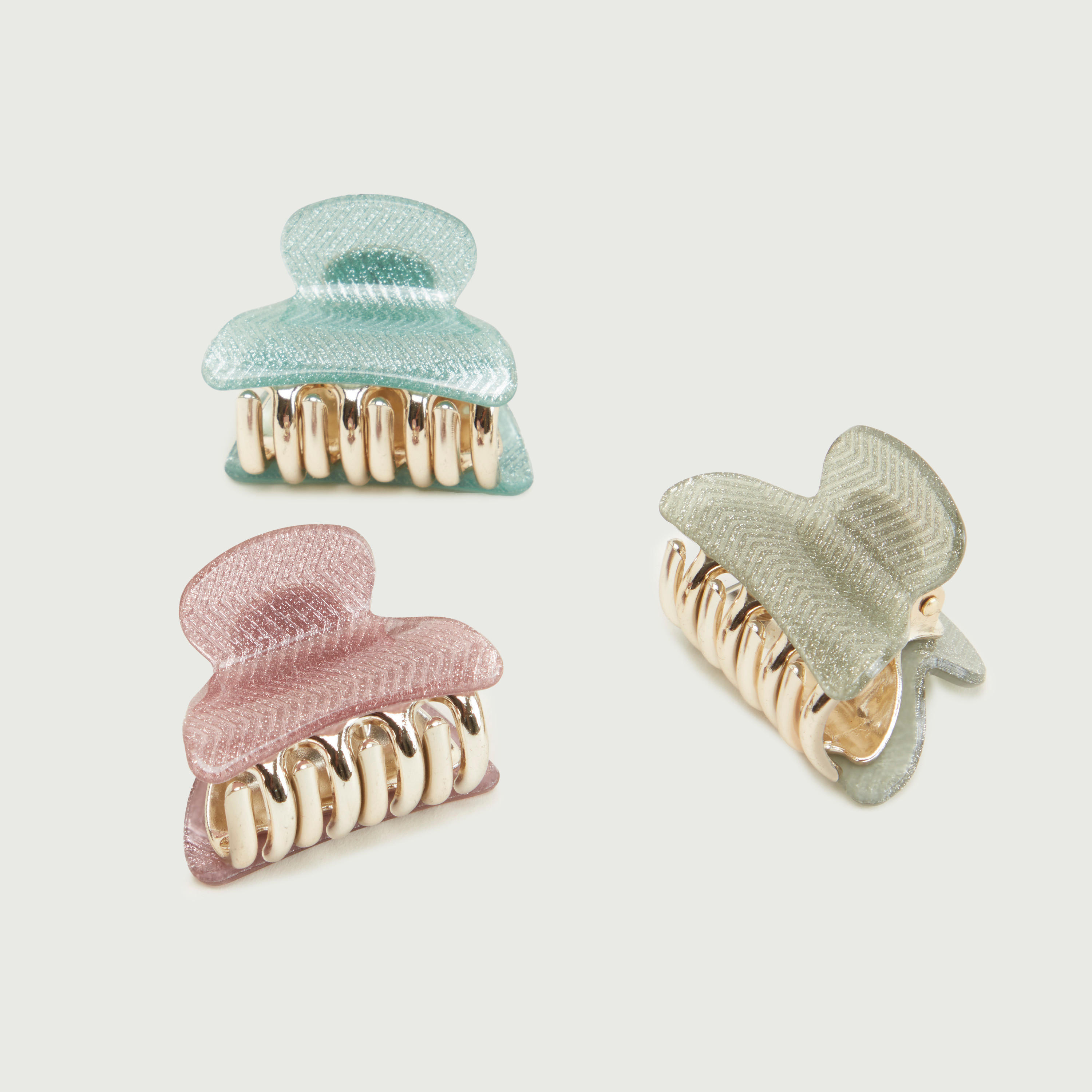 Set of 3 - Chevron Patterned Hair Clamp-women-hairaccessories-image-1