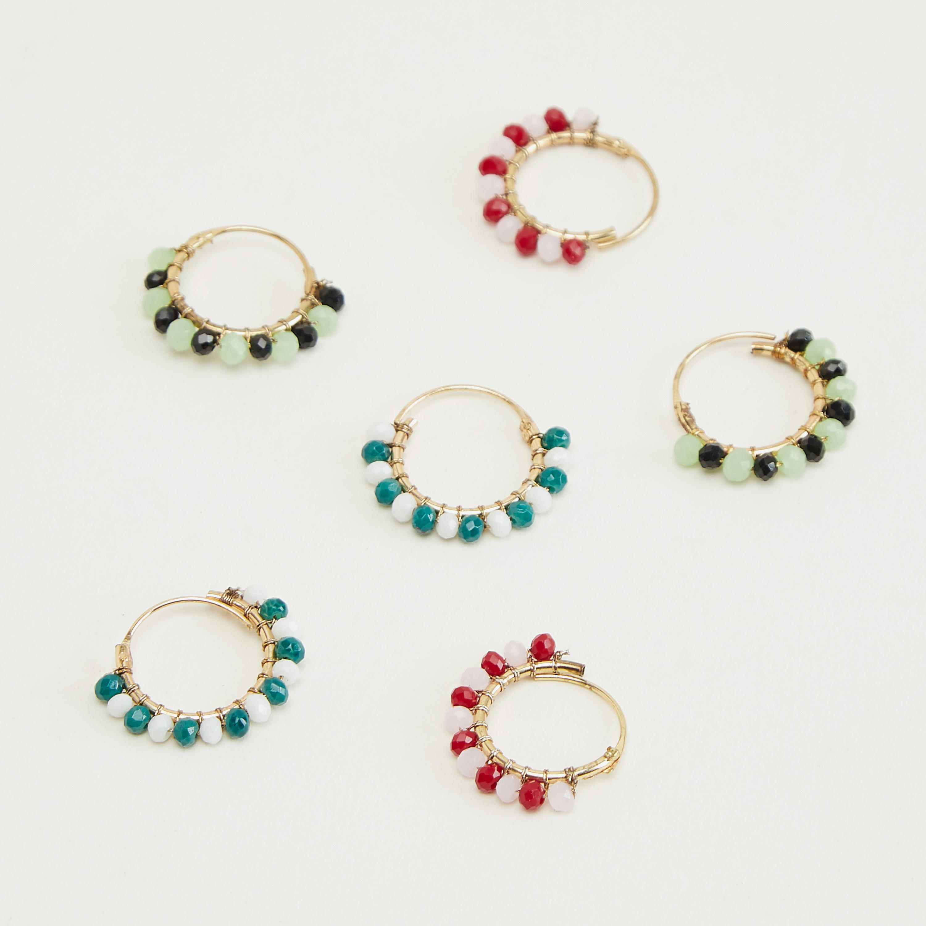 Set of 3 - Embellished Hoop Earrings-women-watchesandjewellery-jewellery-earrings-image-1