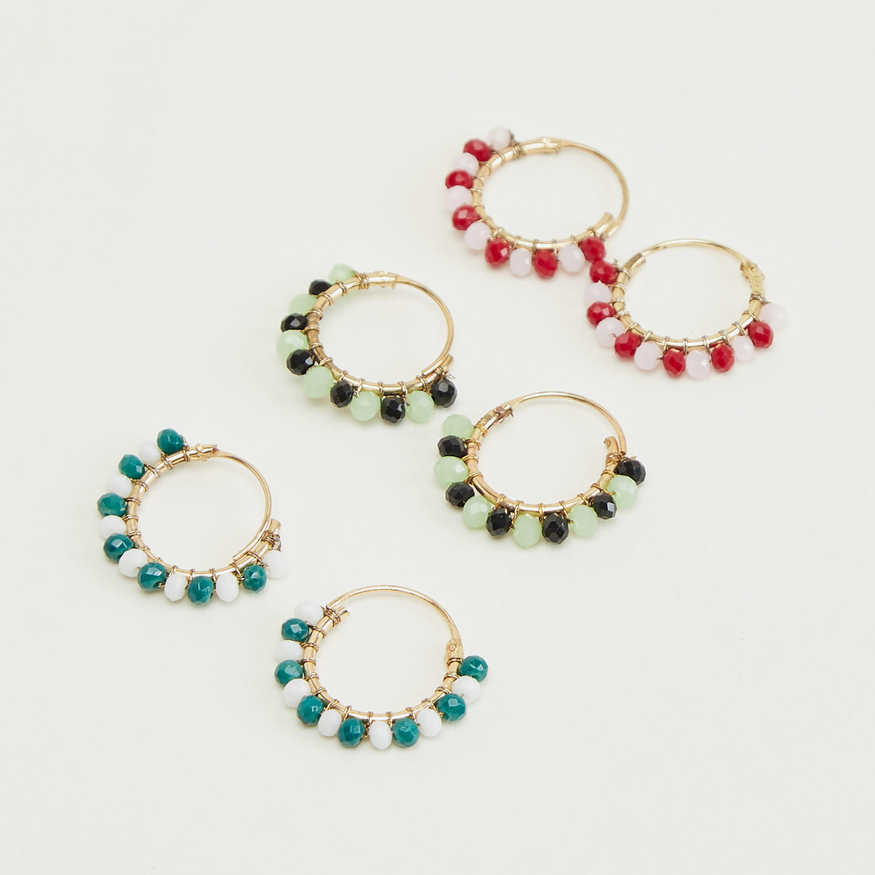 Set of 3 - Embellished Hoop Earrings-women-watchesandjewellery-jewellery-earrings-image-2