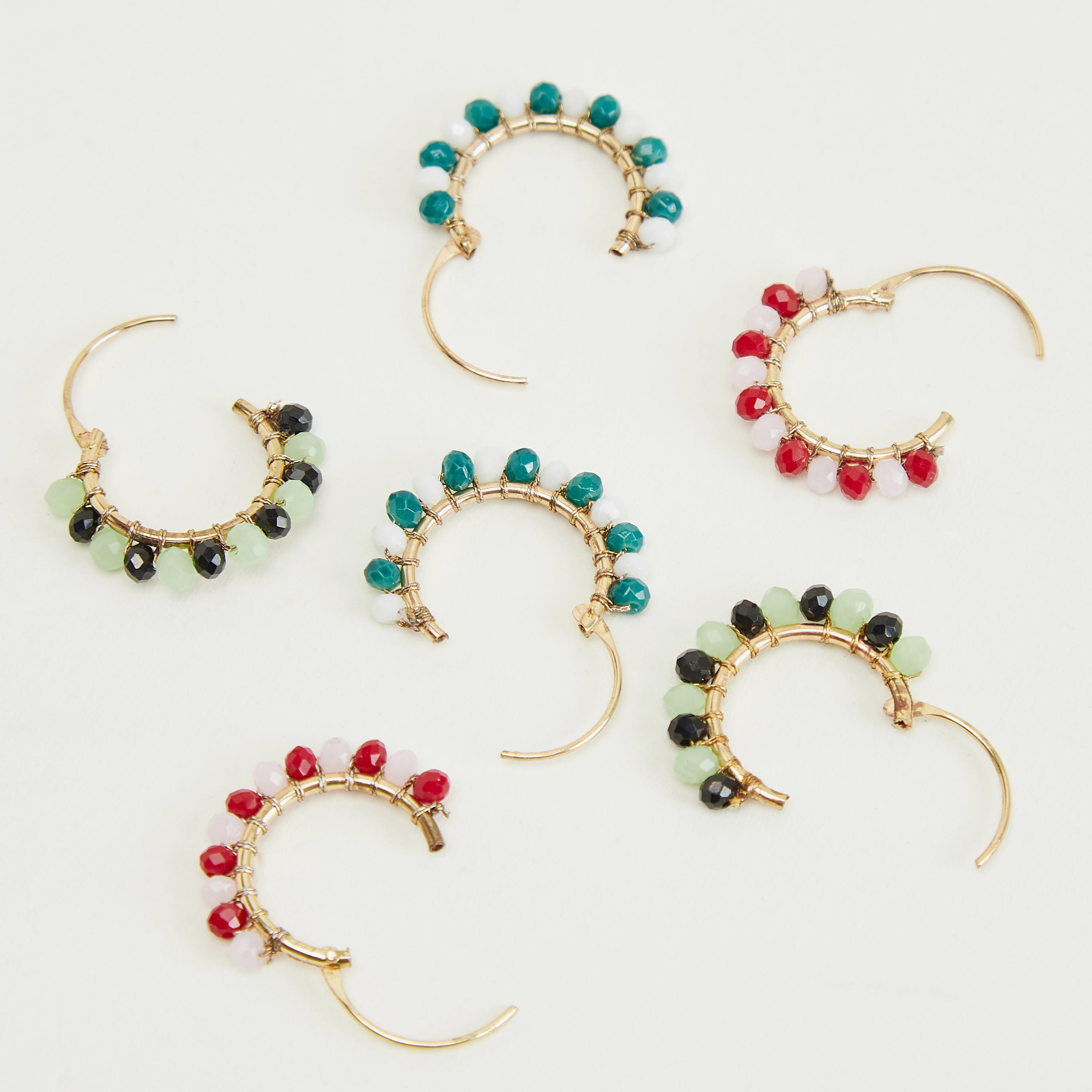 Set of 3 - Embellished Hoop Earrings-women-watchesandjewellery-jewellery-earrings-image-5