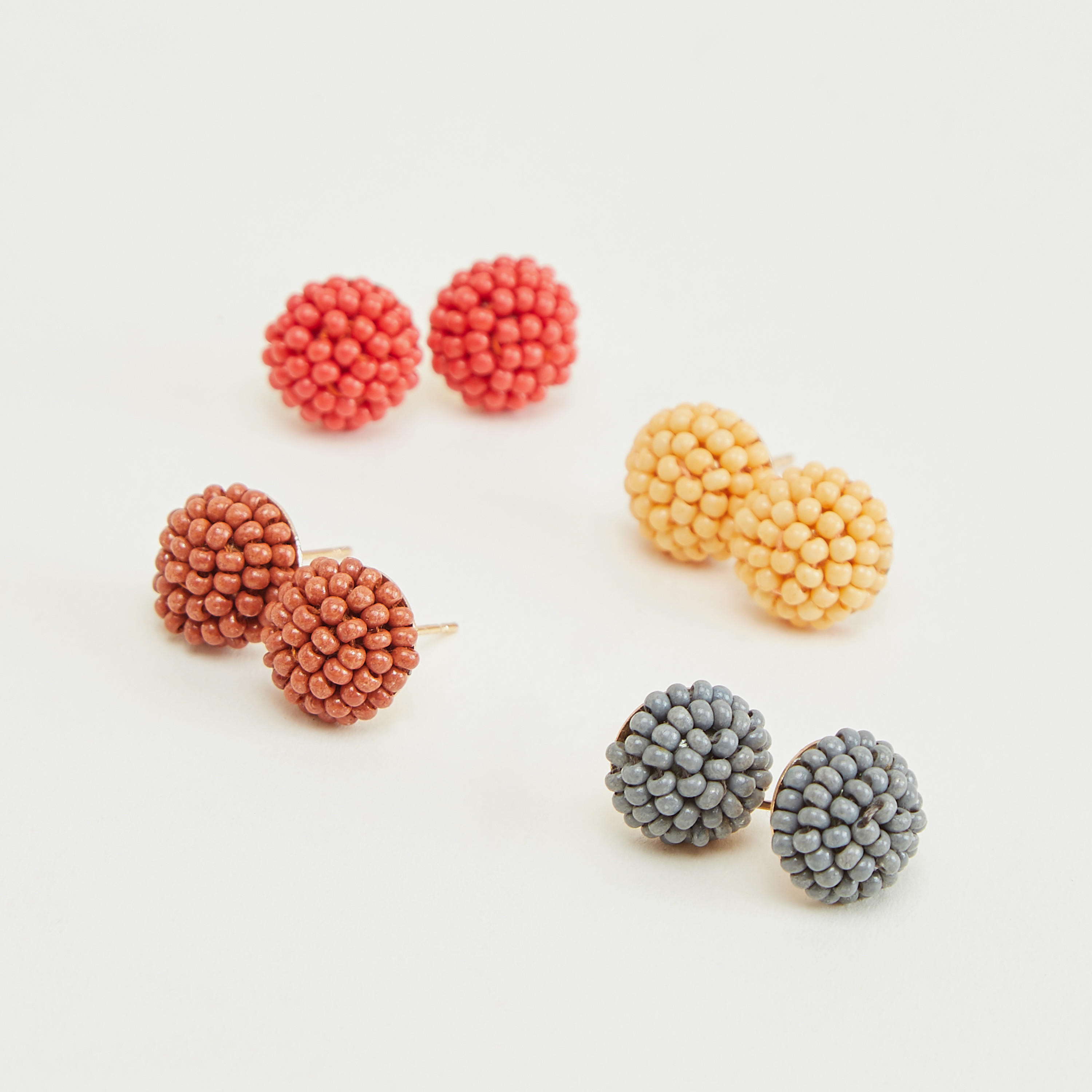 Set of 4 - Beaded Stud Earrings with Pushback Closure-women-watchesandjewellery-jewellery-earrings-image-1