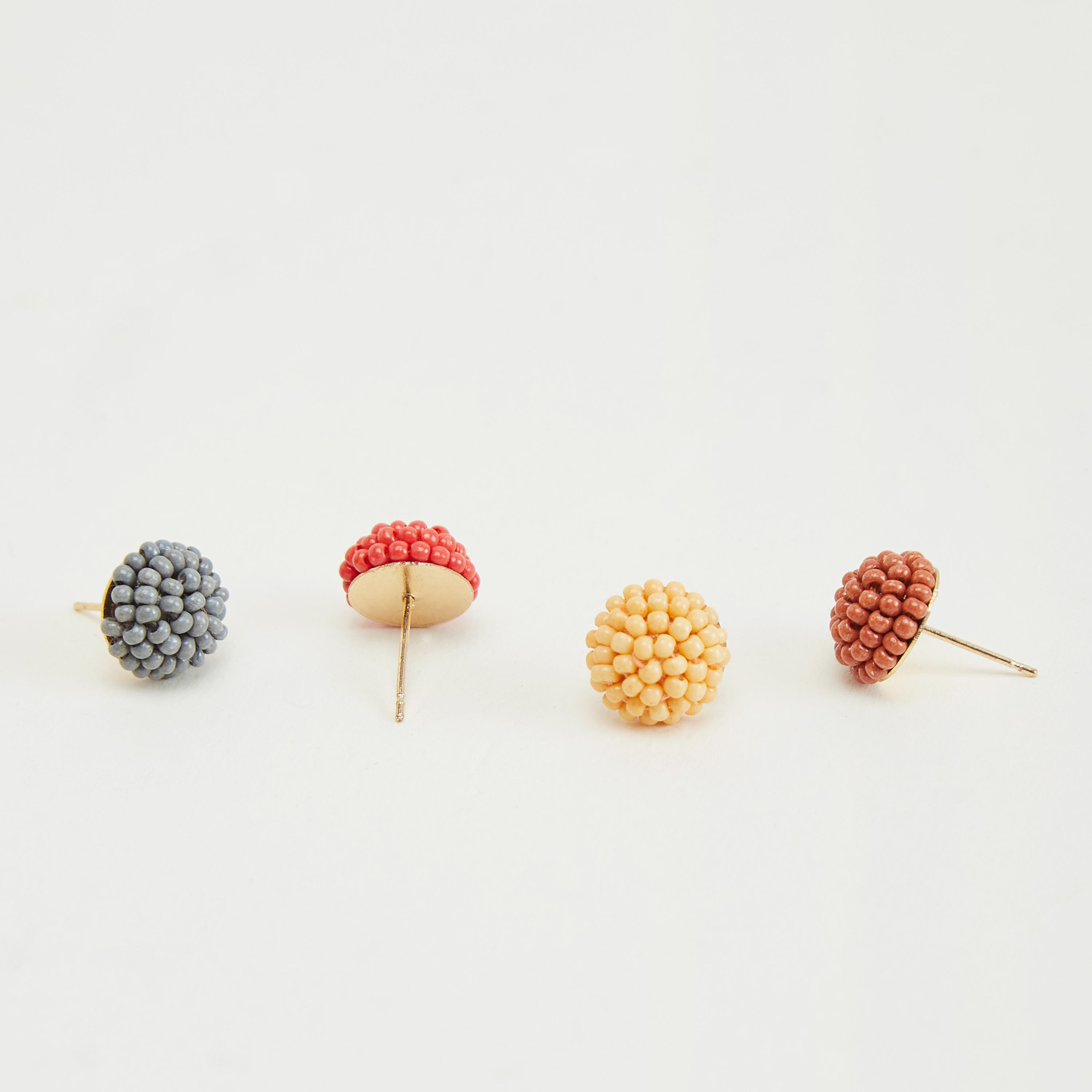Set of 4 - Beaded Stud Earrings with Pushback Closure-women-watchesandjewellery-jewellery-earrings-image-4