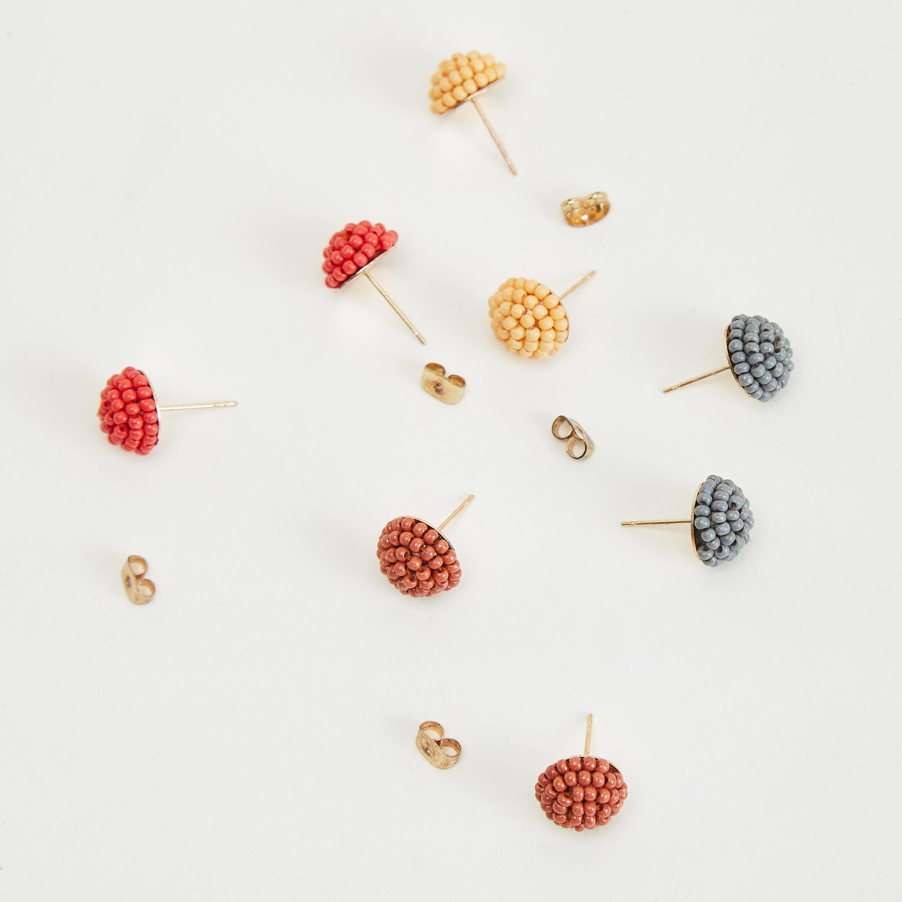 Set of 4 - Beaded Stud Earrings with Pushback Closure-women-watchesandjewellery-jewellery-earrings-image-5