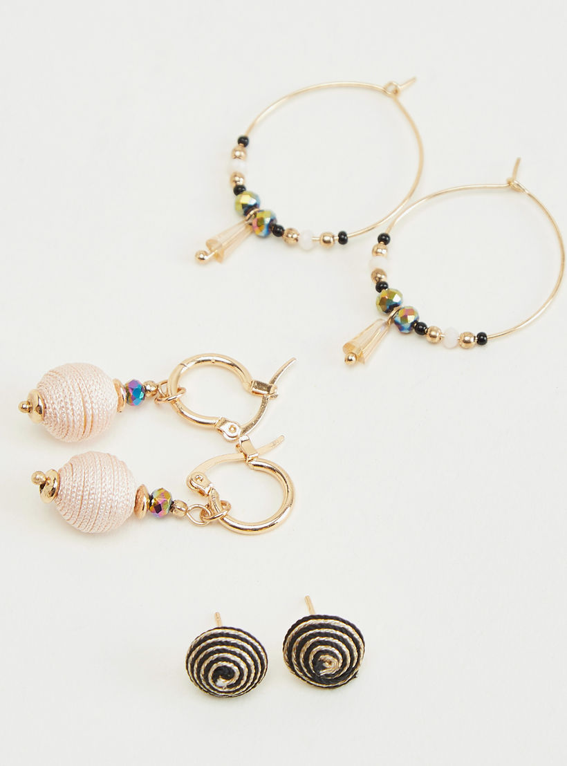 Set of 3 - Assorted Embellished Earrings-women-watchesandjewellery-jewellery-earrings-image-1