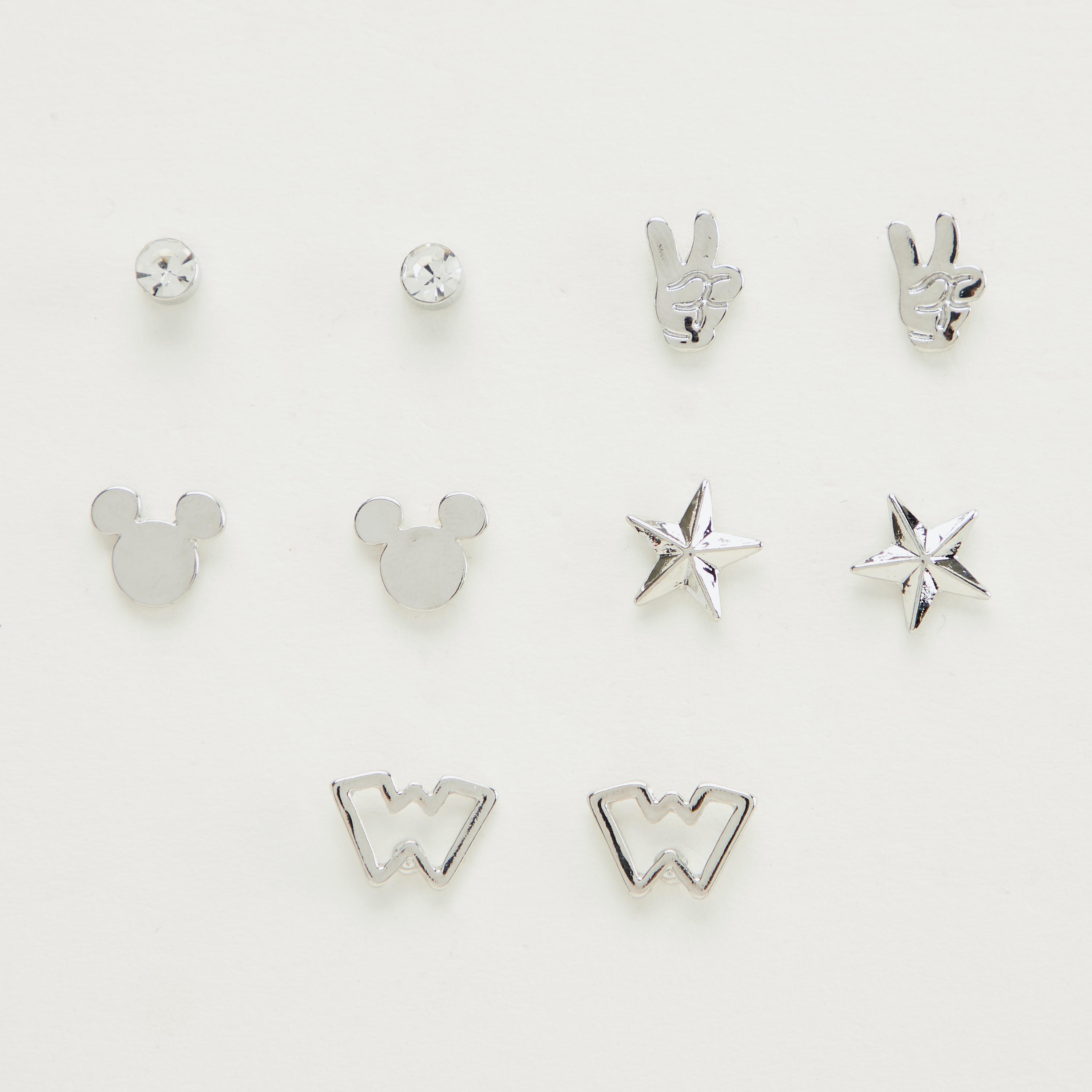 حلقان مرصّعة بتزيينات ومكبس إغلاق خلفي - طقم من 5 أزواج-women-watchesandjewellery-jewellery-earrings-image-1