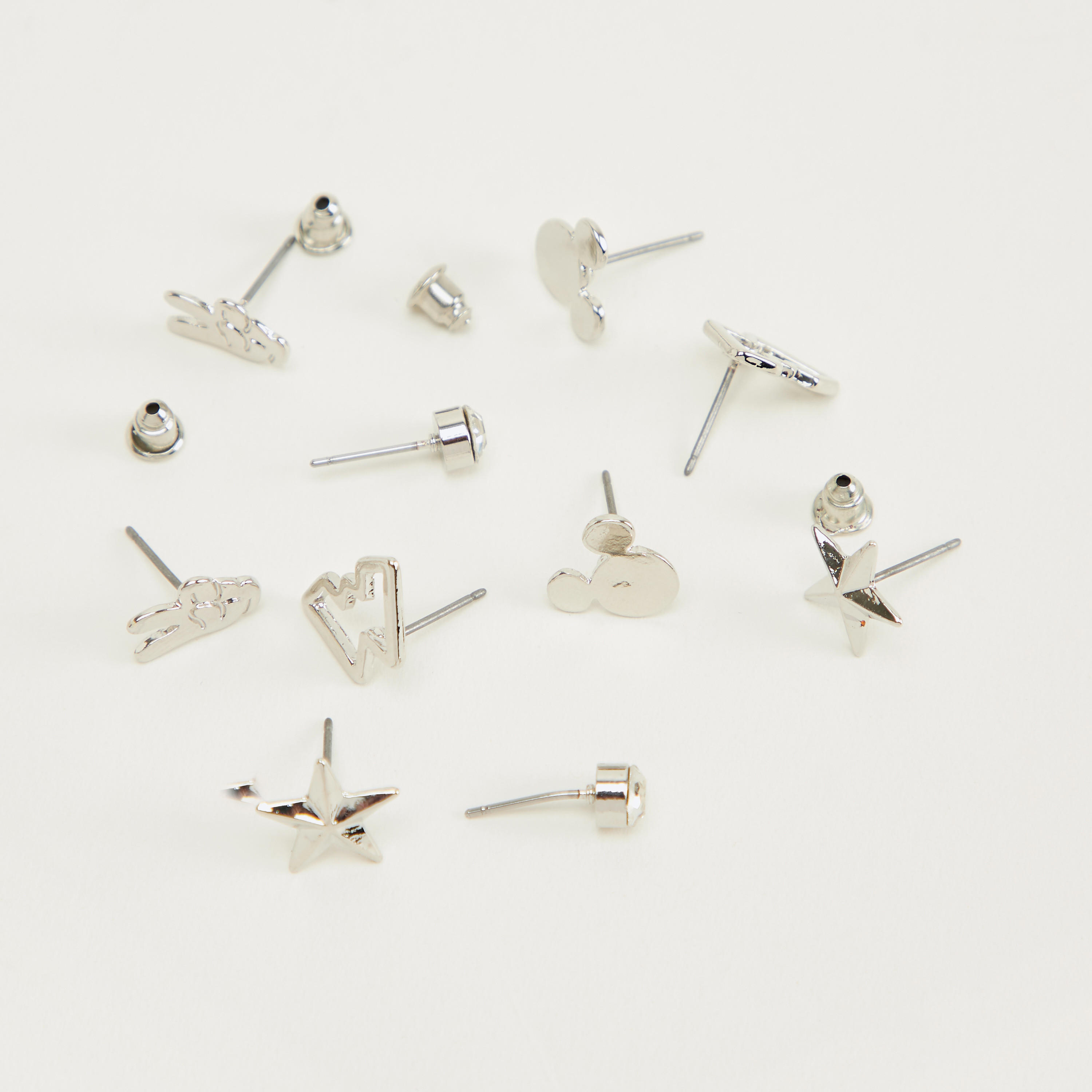 حلقان مرصّعة بتزيينات ومكبس إغلاق خلفي - طقم من 5 أزواج-women-watchesandjewellery-jewellery-earrings-image-3