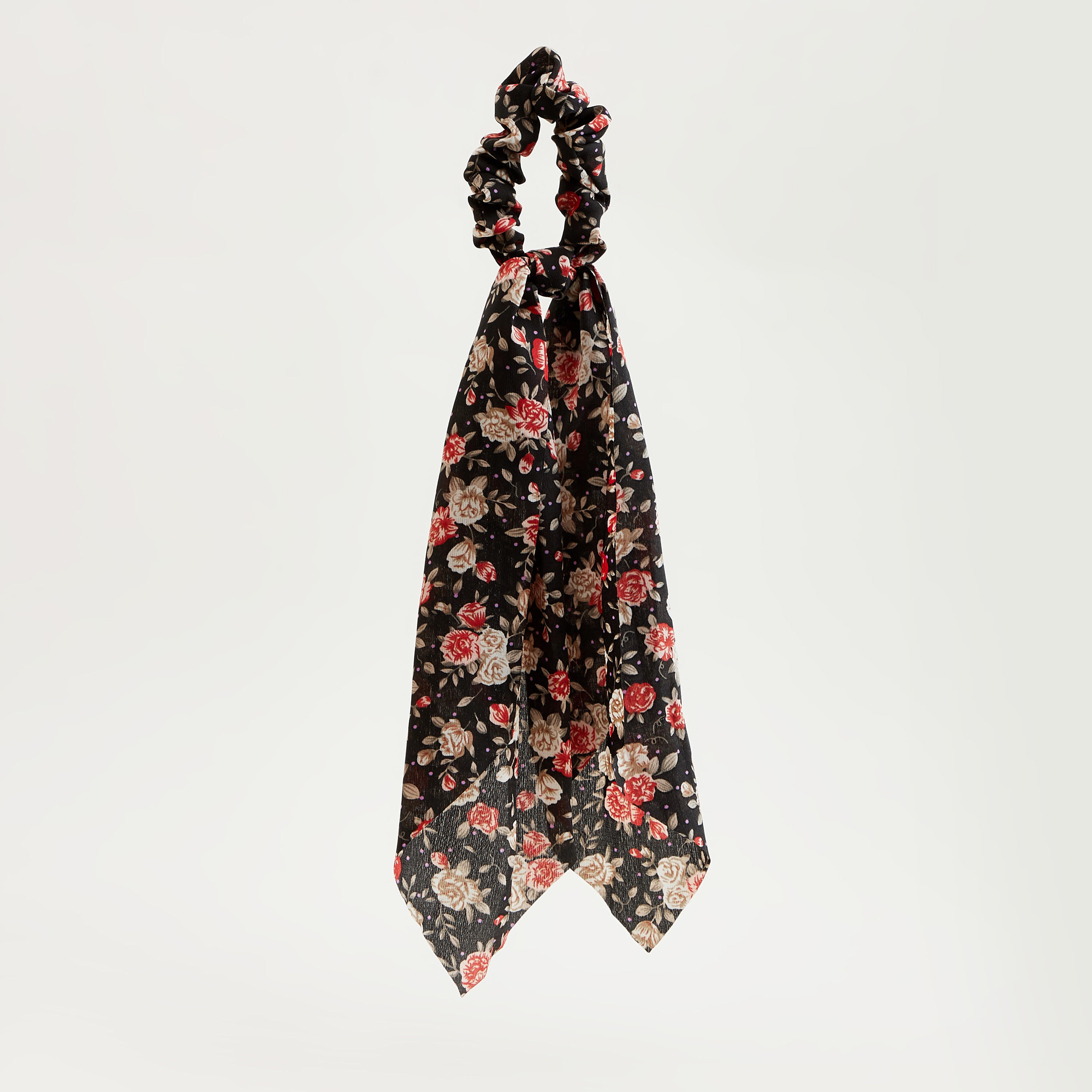 Floral Print Hair Tie with Knot Detail-women-hairaccessories-image-4
