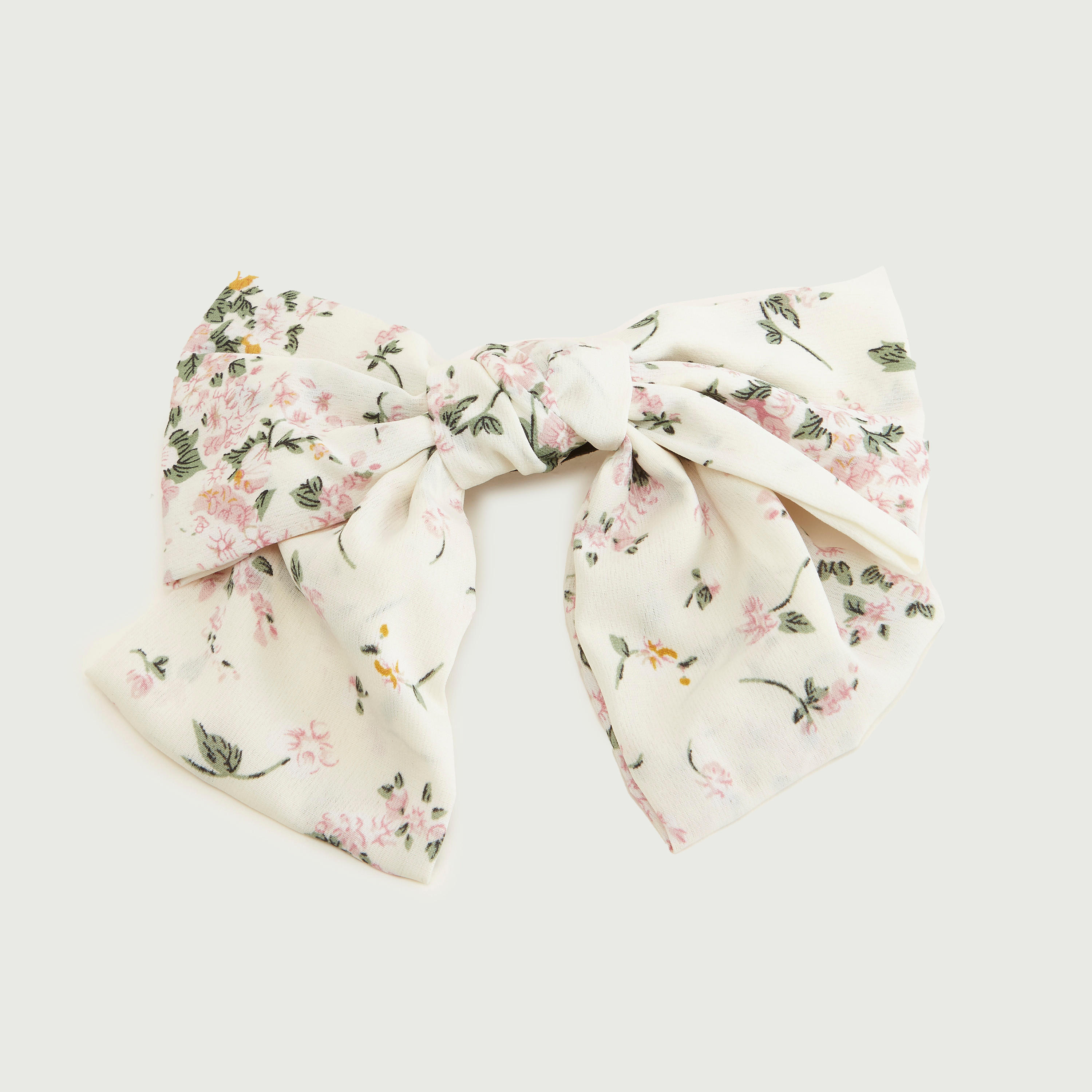 Floral Print Bow Detail Hair Clip-women-hairaccessories-image-1