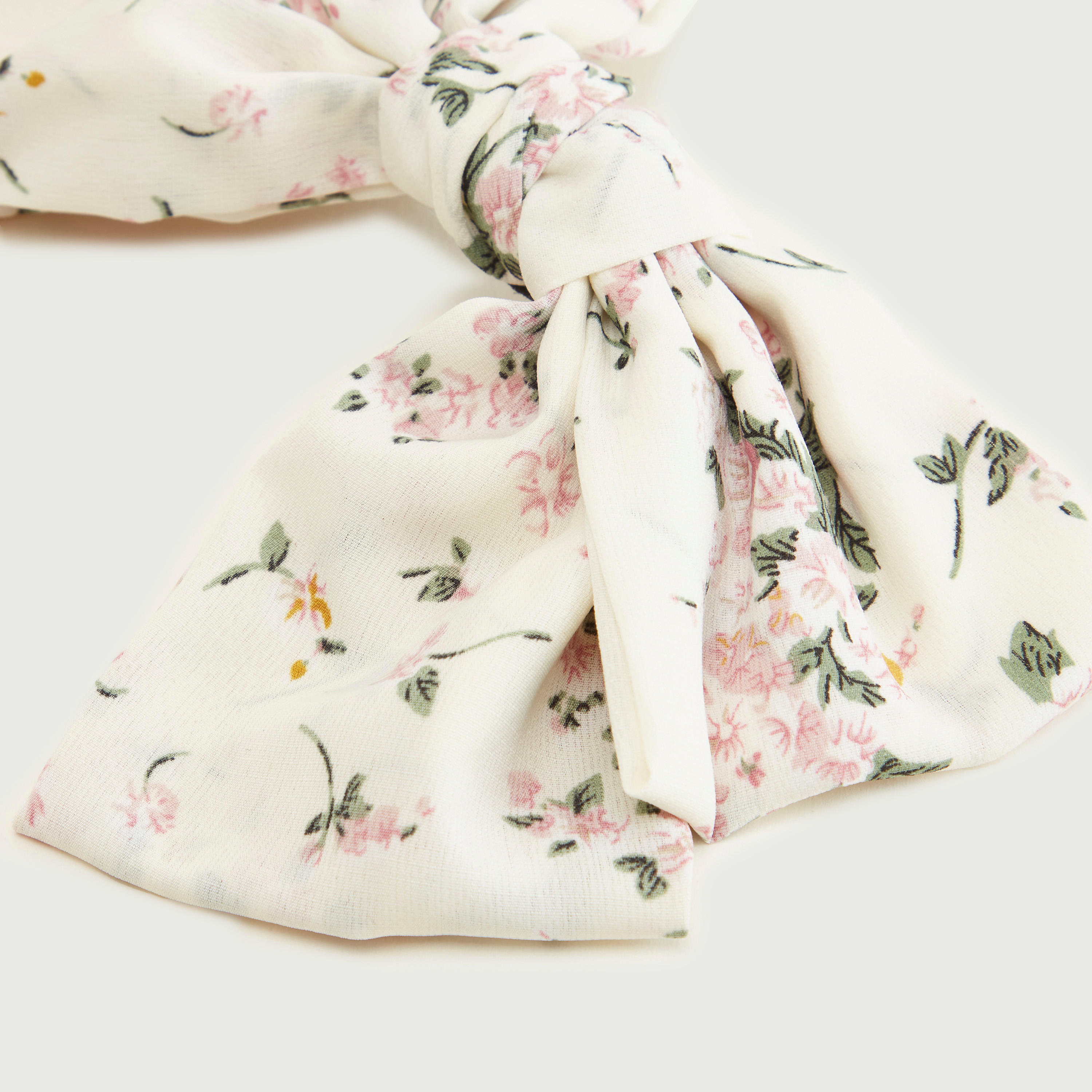 Floral Print Bow Detail Hair Clip-women-hairaccessories-image-3