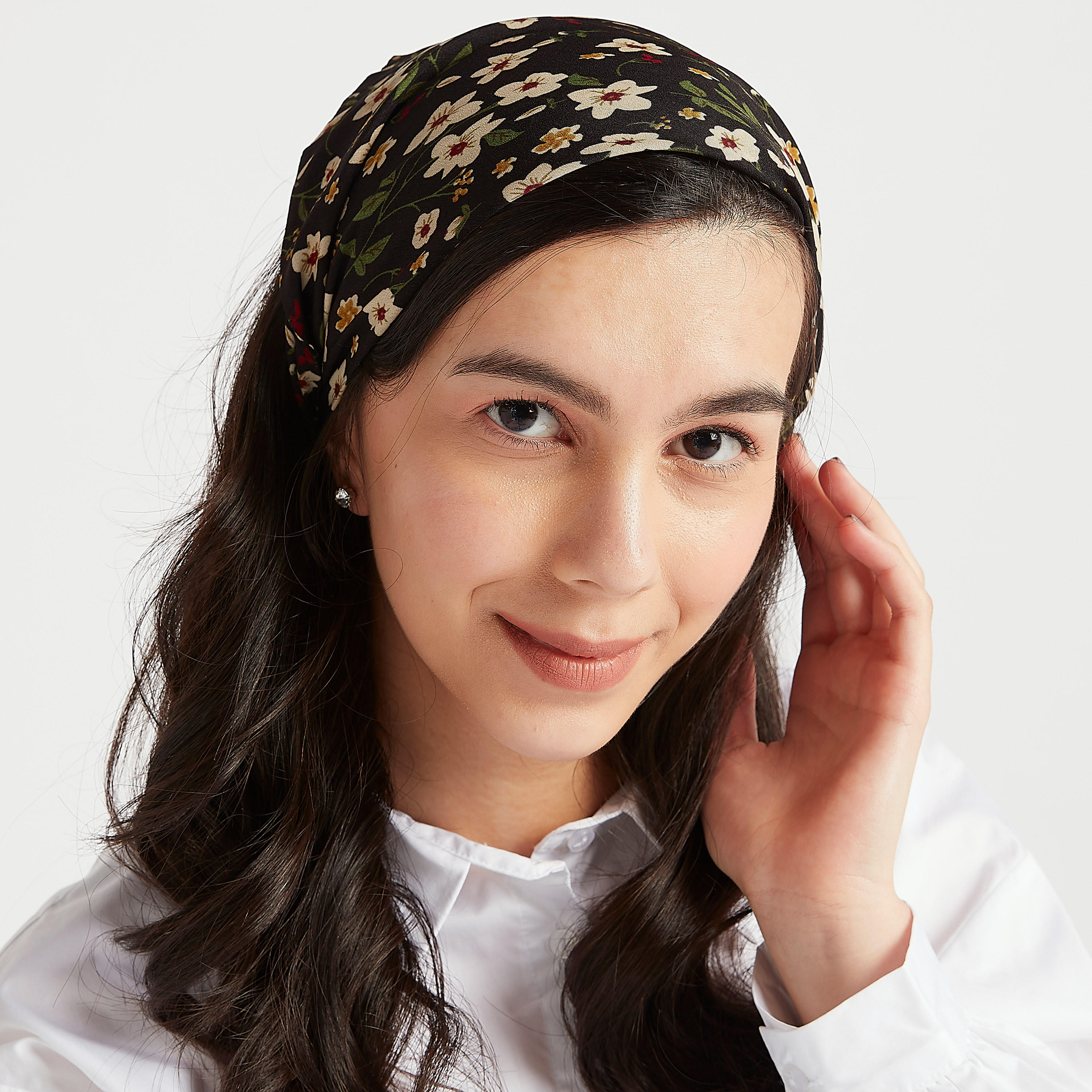 Floral Print Bandana with Elasticated Strap-women-hairaccessories-image-2