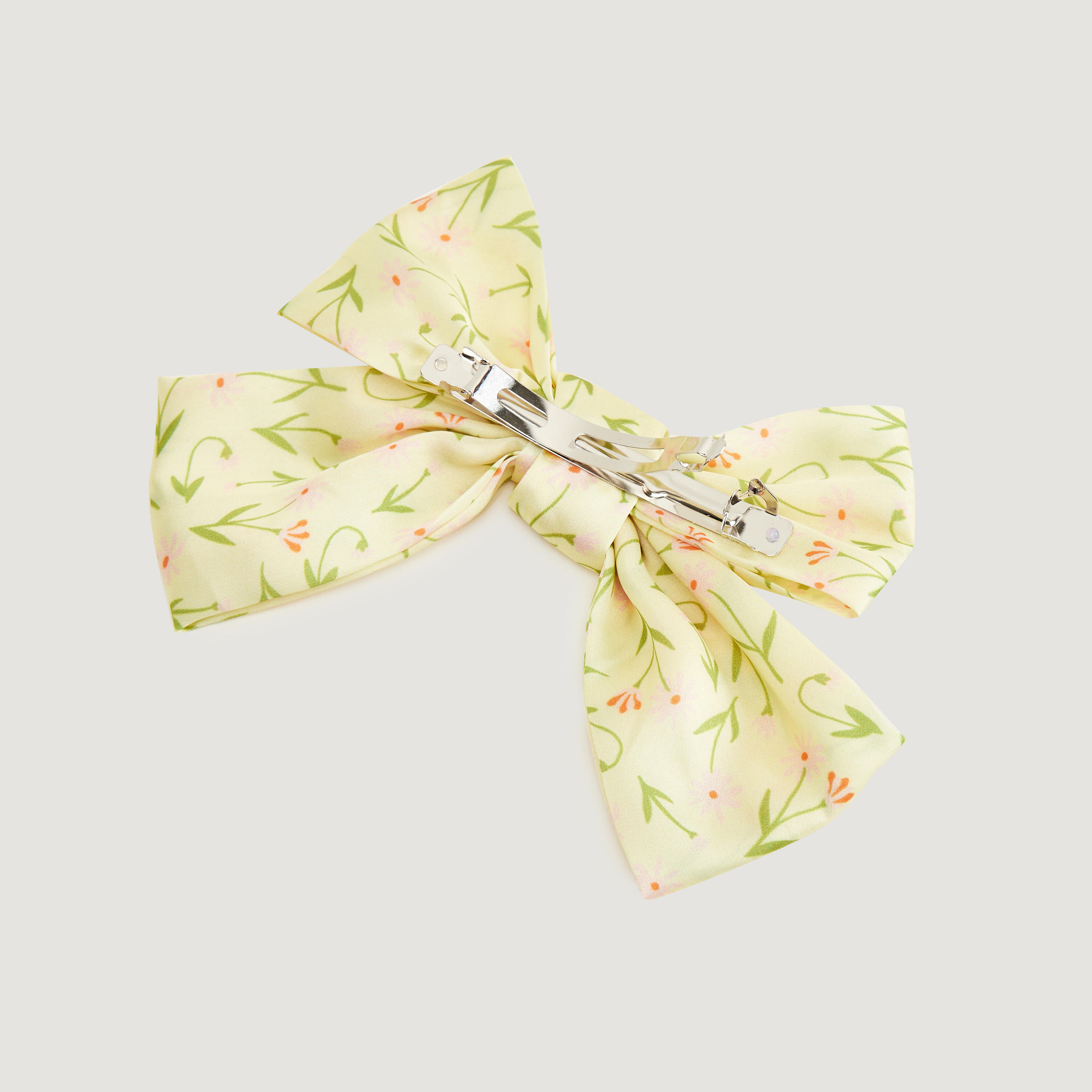 Floral Print Bow Detail Hair Clip-women-hairaccessories-image-4