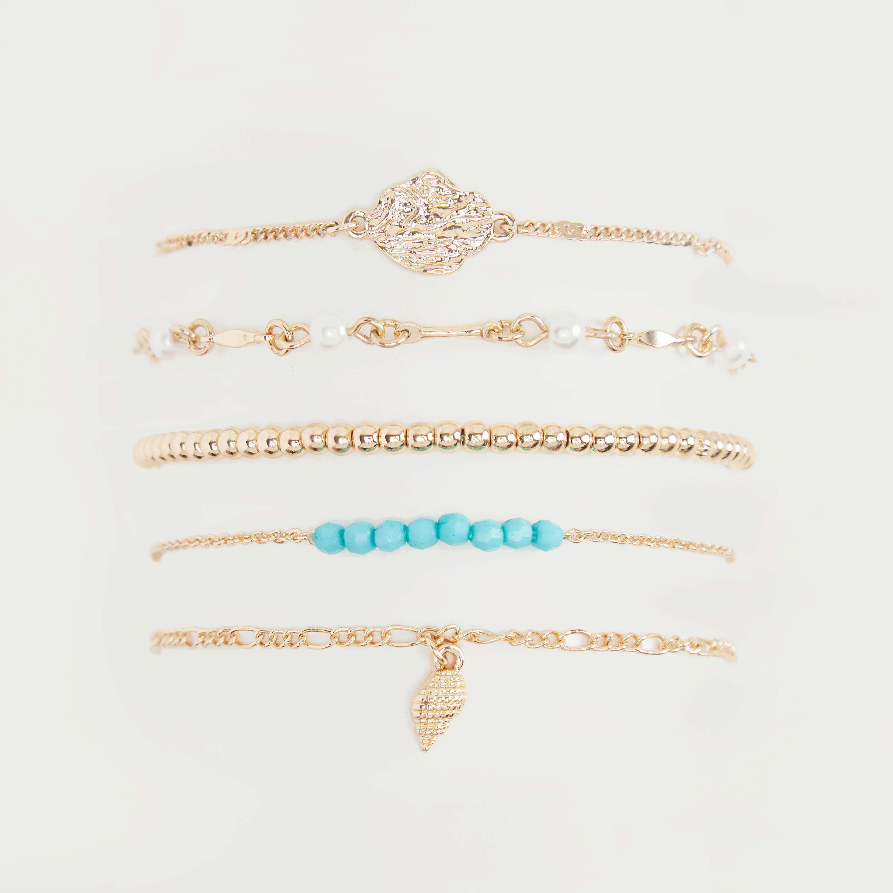 أساور مزيّنة بمشبك إغلاق - طقم من 5 قطع-women-watchesandjewellery-jewellery-banglesandbracelets-image-1