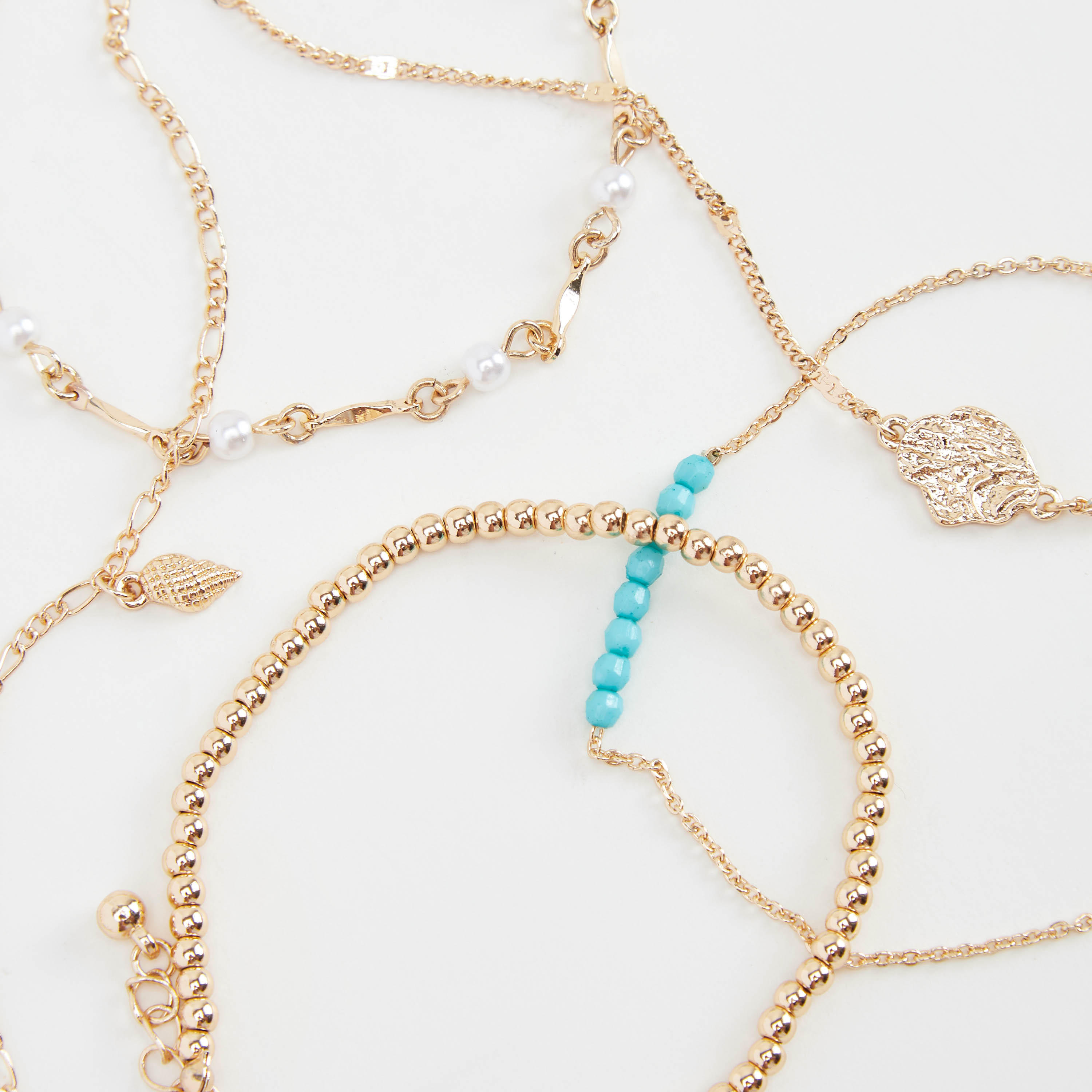 أساور مزيّنة بمشبك إغلاق - طقم من 5 قطع-women-watchesandjewellery-jewellery-banglesandbracelets-image-4