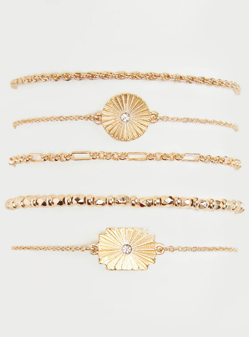 Set of 5 - Embellished Bracelet with Lobster Clasp-women-watchesandjewellery-jewellery-banglesandbracelets-image-1