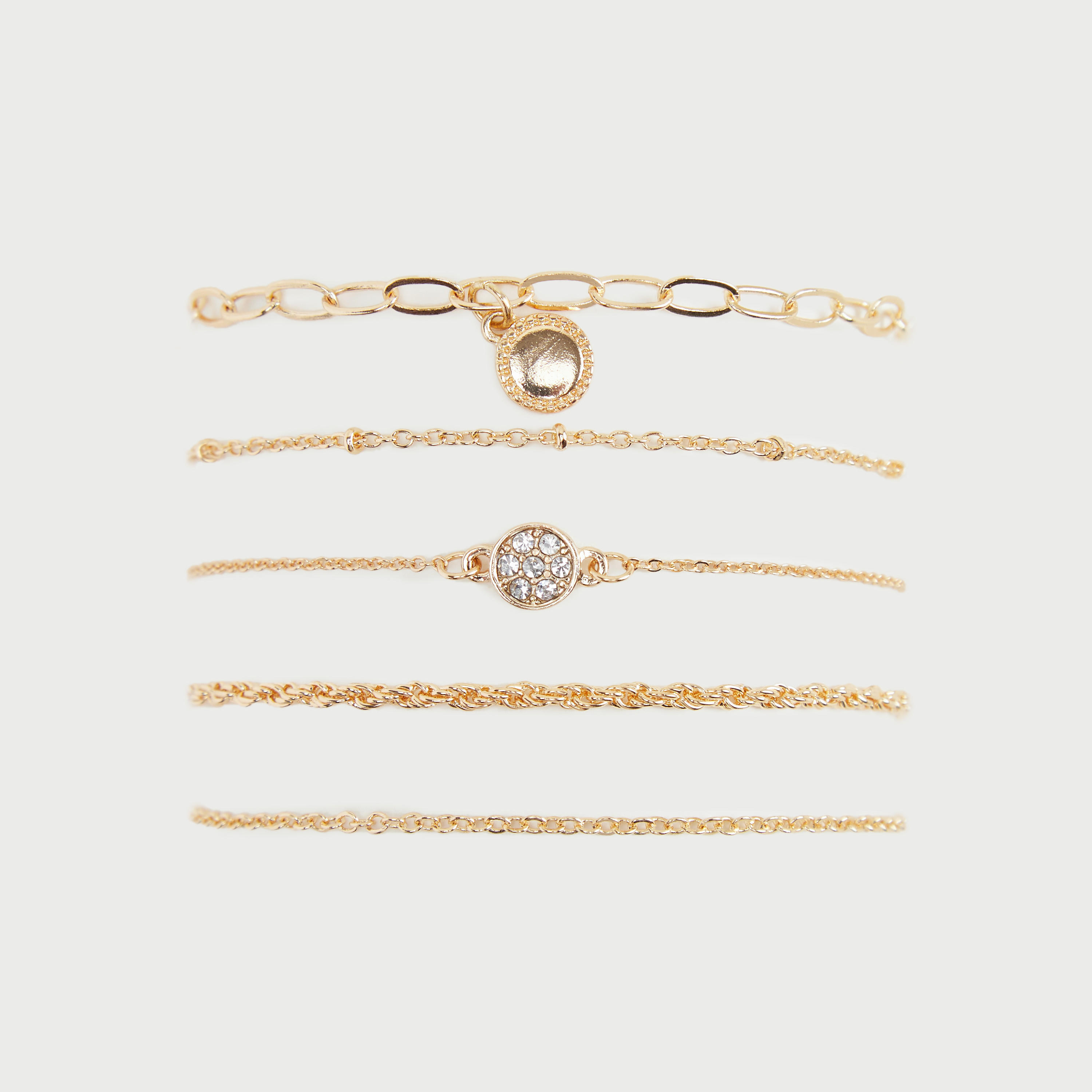 أساور مزينة بمشبك إغلاق - طقم من 5 قطع-women-watchesandjewellery-jewellery-banglesandbracelets-image-1