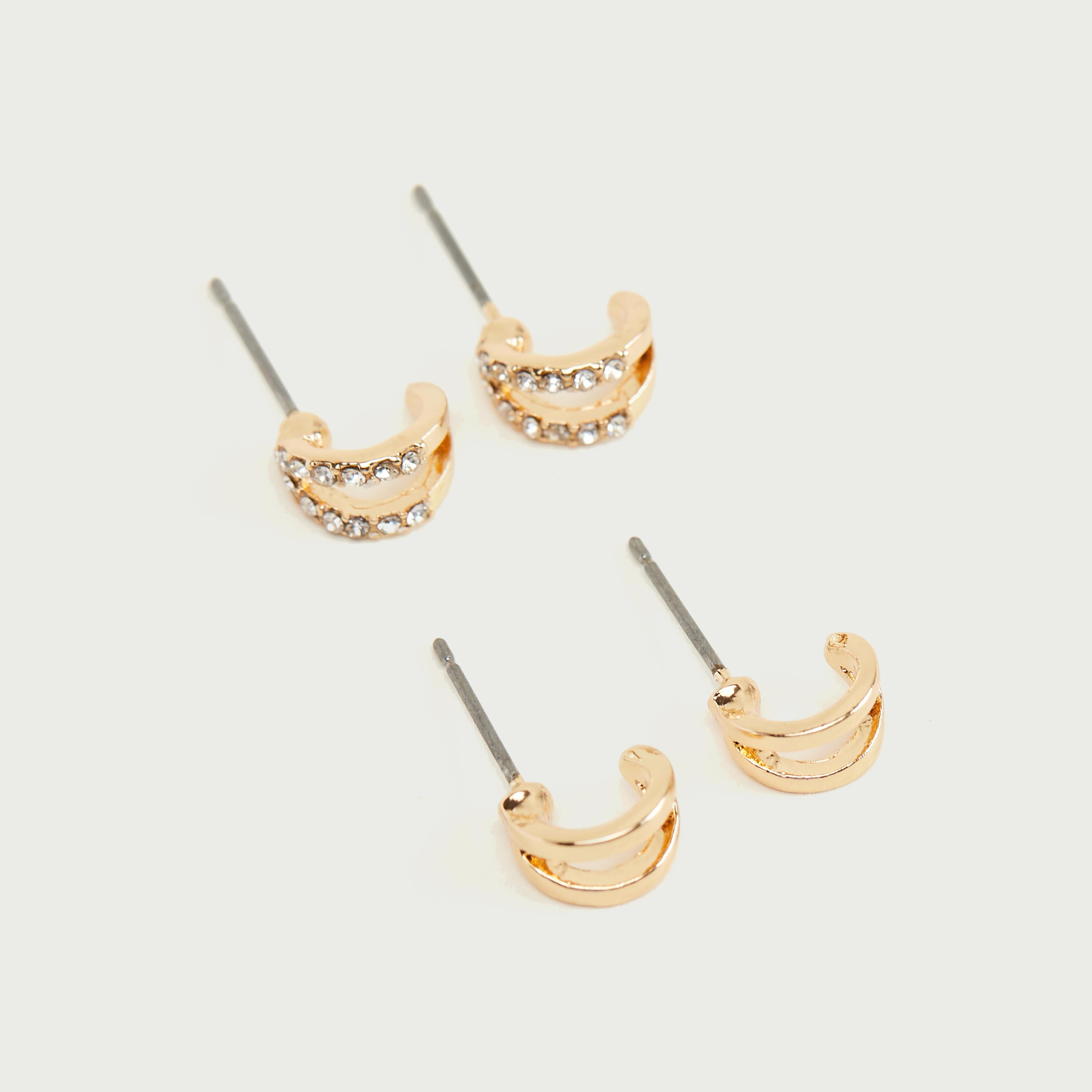 Set of 2 - Assorted Stud Earrings with Pushback Closure-women-watchesandjewellery-jewellery-earrings-image-3