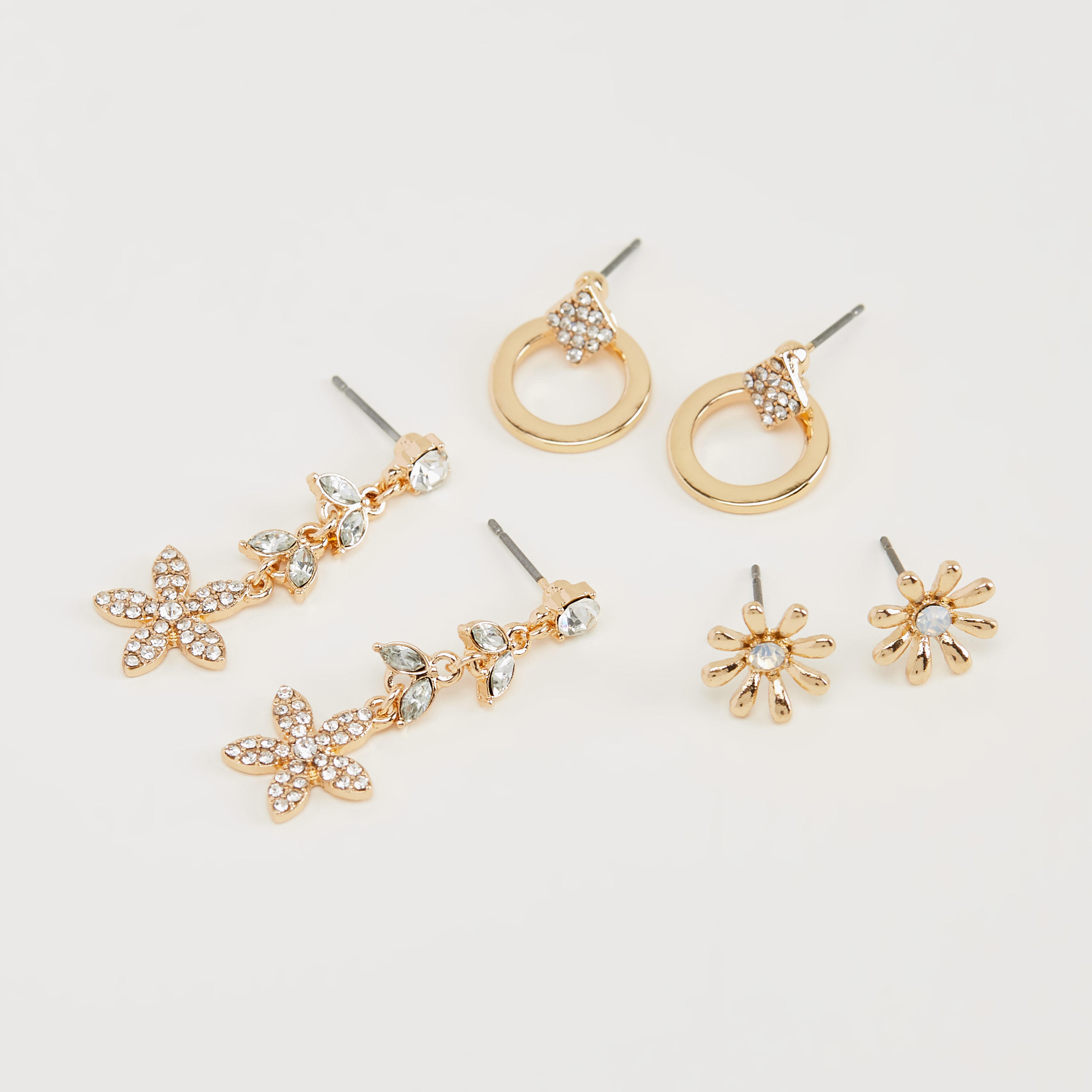 Set of 3 - Assorted Embellished Earrings-women-watchesandjewellery-jewellery-earrings-image-1