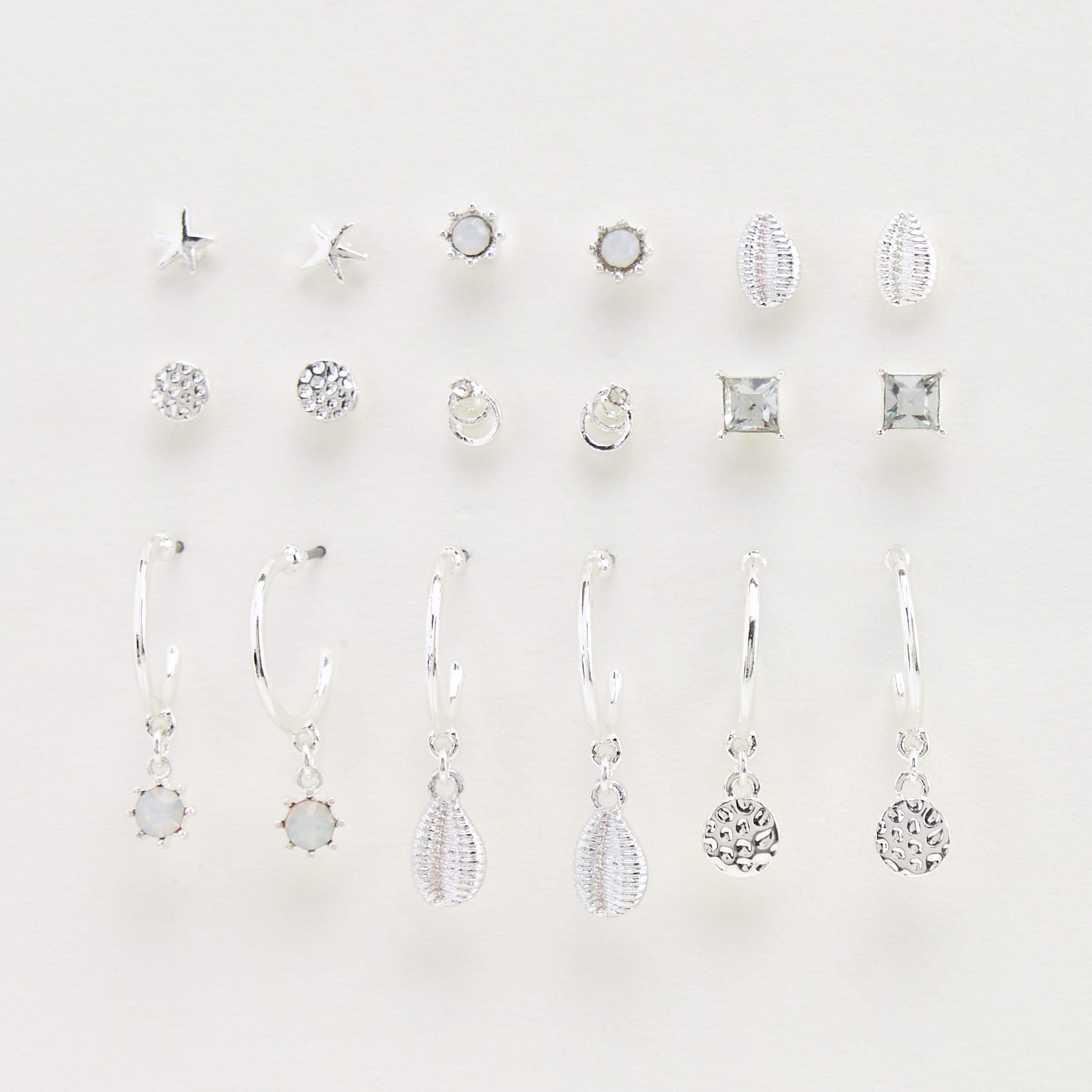 حلقان بتزيينات متنوعة - طقم من 9 أزواج-women-watchesandjewellery-jewellery-earrings-image-3