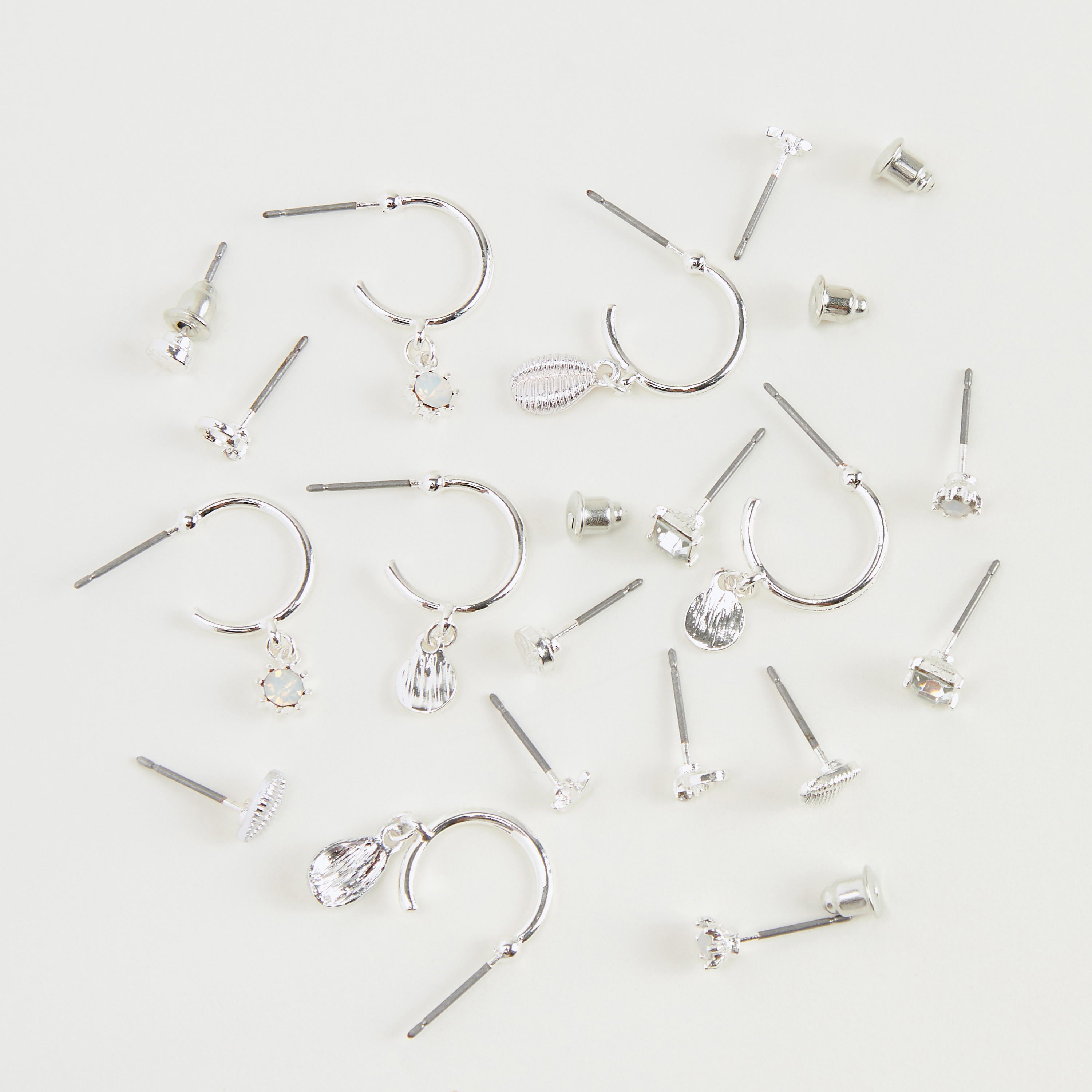 حلقان بتزيينات متنوعة - طقم من 9 أزواج-women-watchesandjewellery-jewellery-earrings-image-1