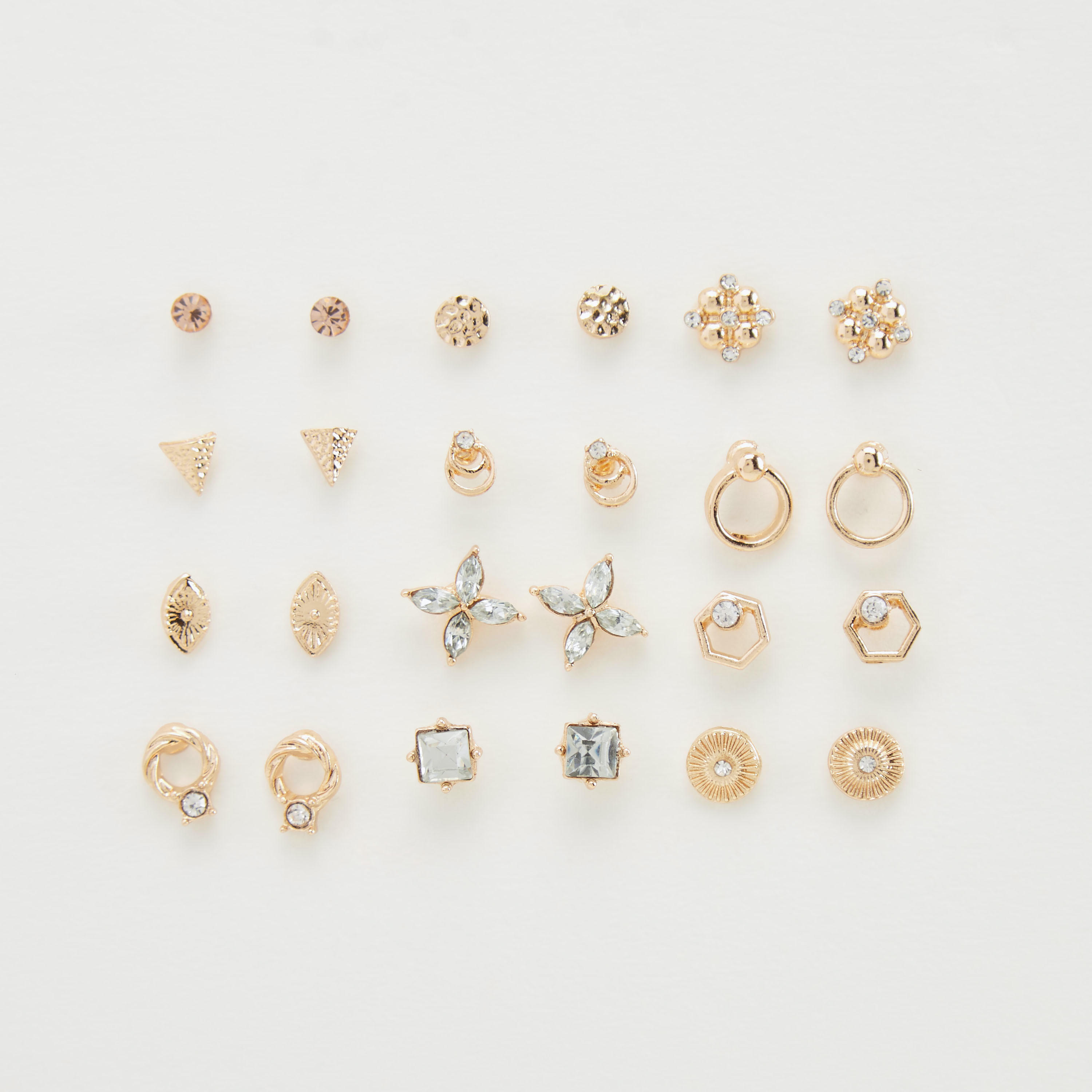 Set of 12 - Assorted Stud Earrings with Push Back Closure-women-watchesandjewellery-jewellery-earrings-image-1