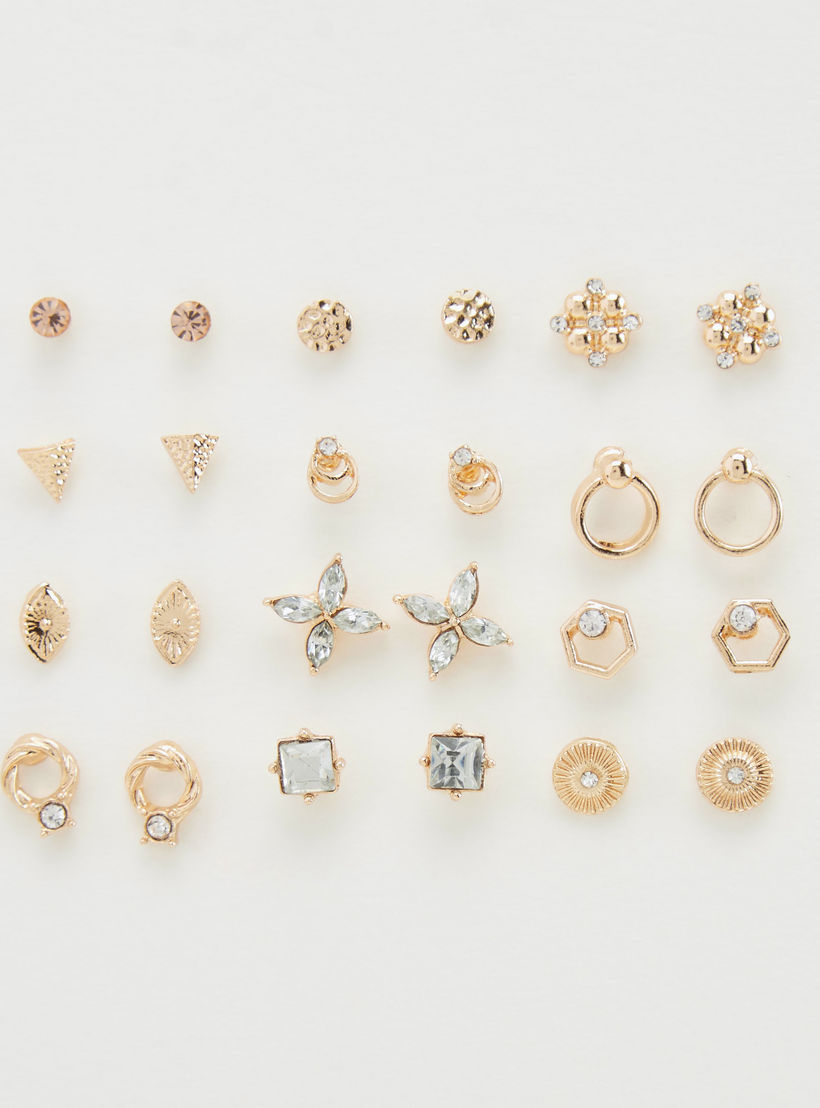 Set of 12 - Assorted Stud Earrings with Push Back Closure-women-watchesandjewellery-jewellery-earrings-image-1