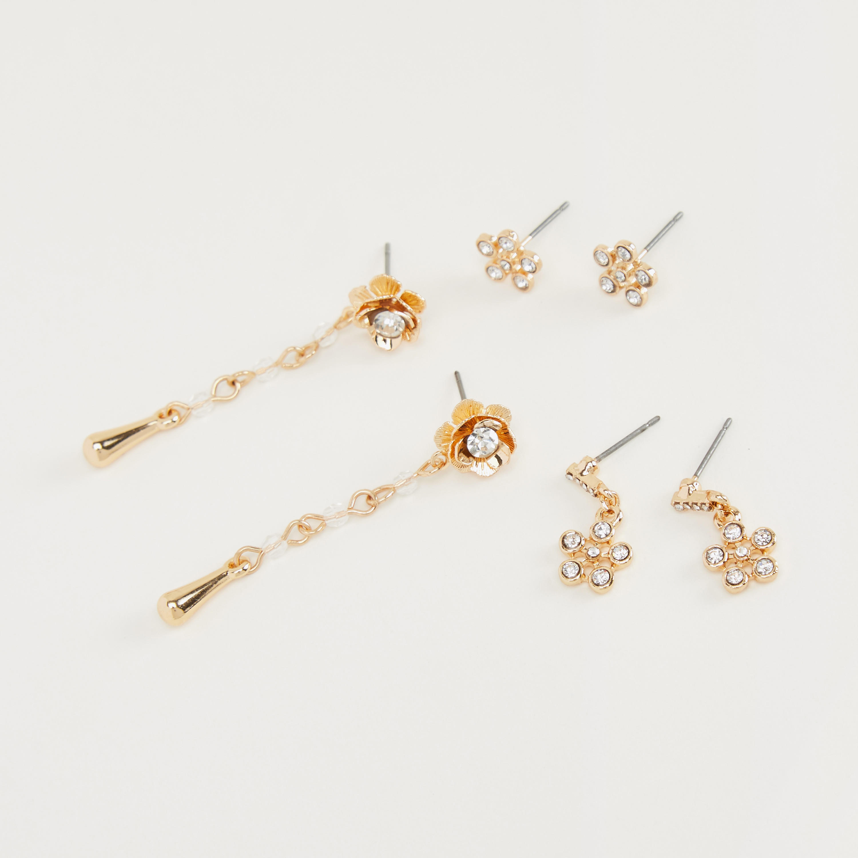 حلقان متدليّة بتزيينات متنوعة - طقم من 3 أزواج-women-watchesandjewellery-jewellery-earrings-image-1
