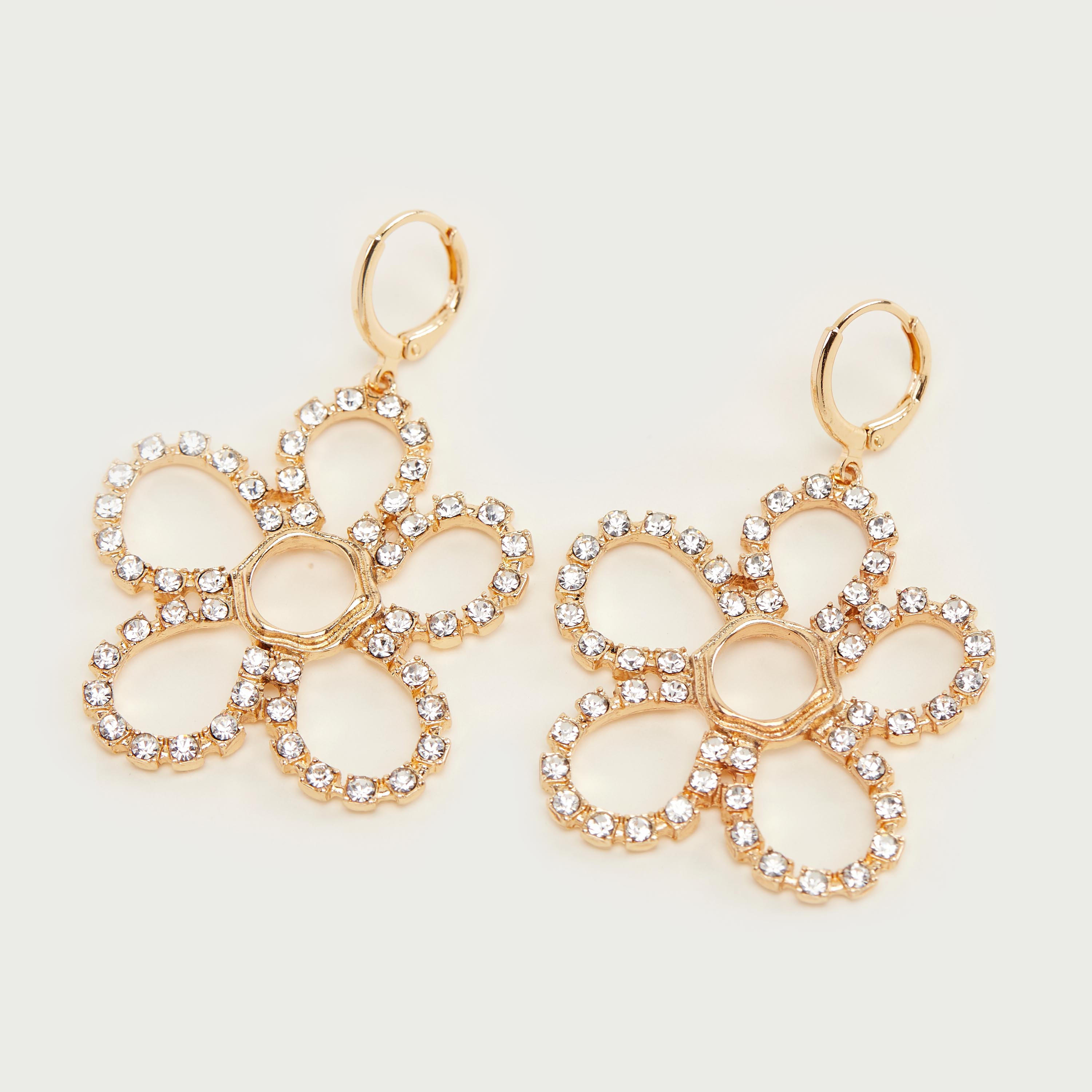 حلقان متدليّة مزيّنة بأزهار مع حلقة إغلاق-women-watchesandjewellery-jewellery-earrings-image-3